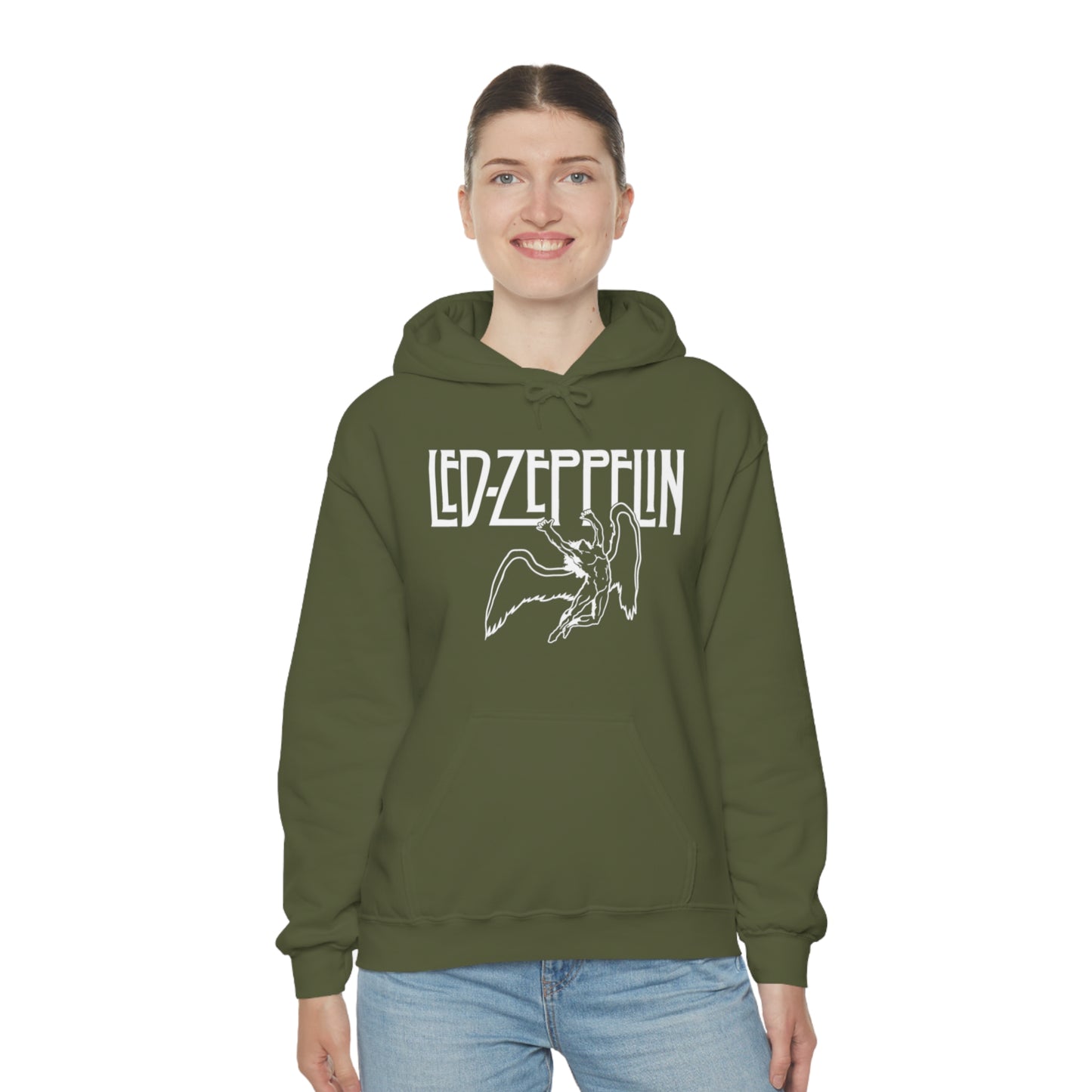 Led Zeppelin, Swan Song on the Front with Band Symbols on the Back Hoodie