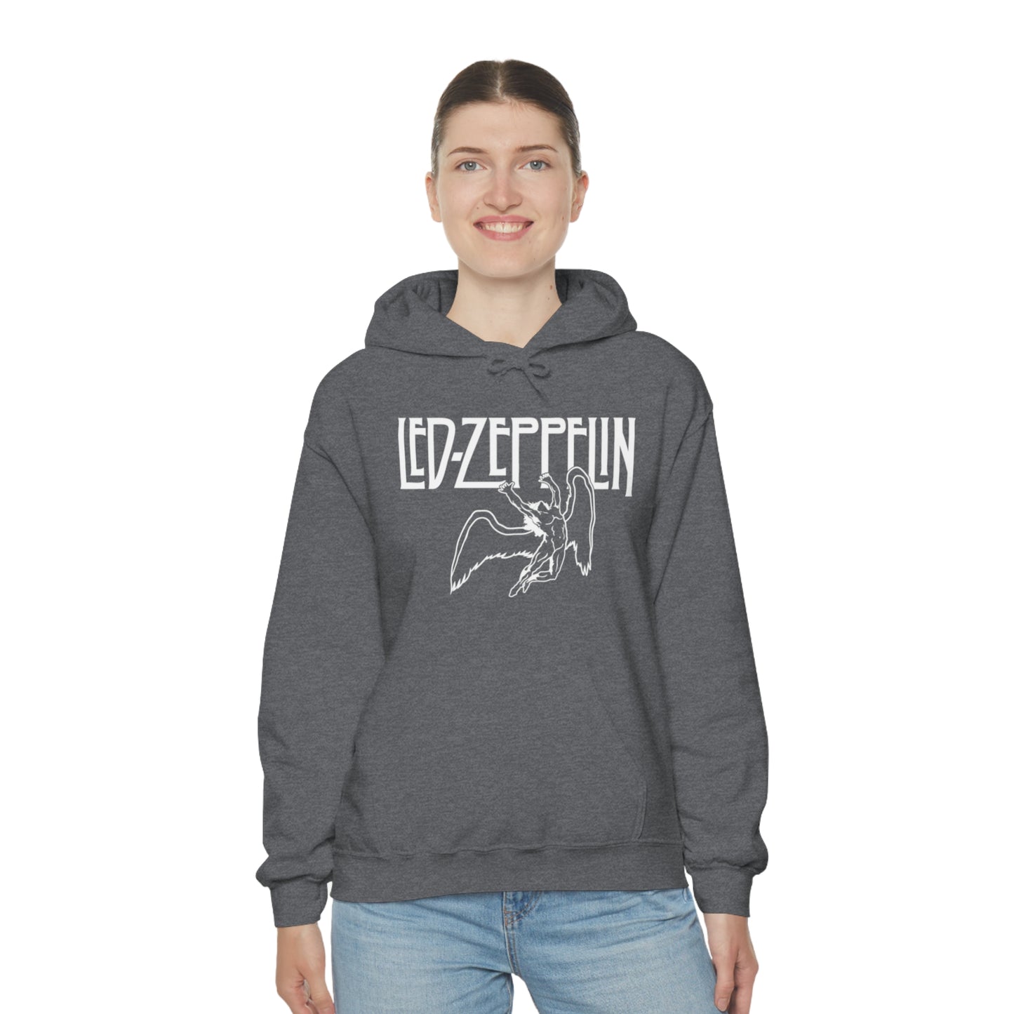 Led Zeppelin, Swan Song on the Front with Band Symbols on the Back Hoodie