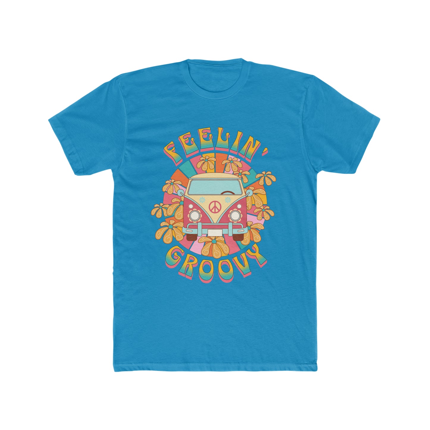 Feelin Groovy, Hippy Bus, 70's Retro Style Tee