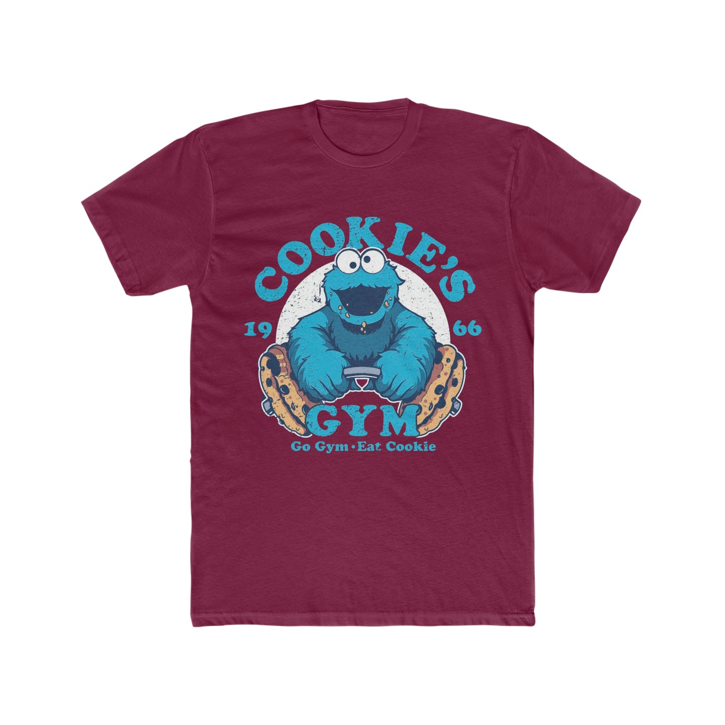 Vintage Inspired, Distressed Style, Digitally Enhanced Graphics, Cookies Gym, Cookie Monster Tee