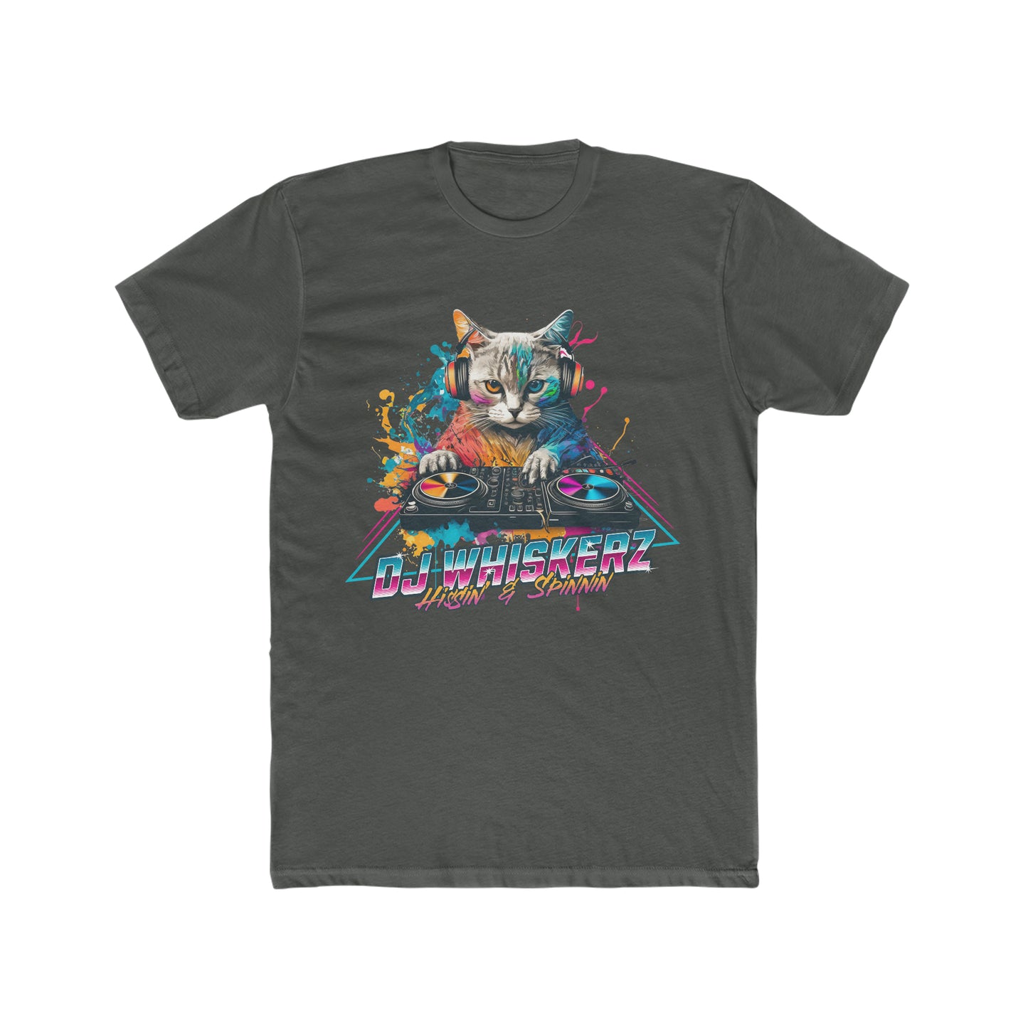 DJ Whiskerz, Hissin And Spinnin,, Music, Animal Lover, Colorful, Cyberpunk Style Tee