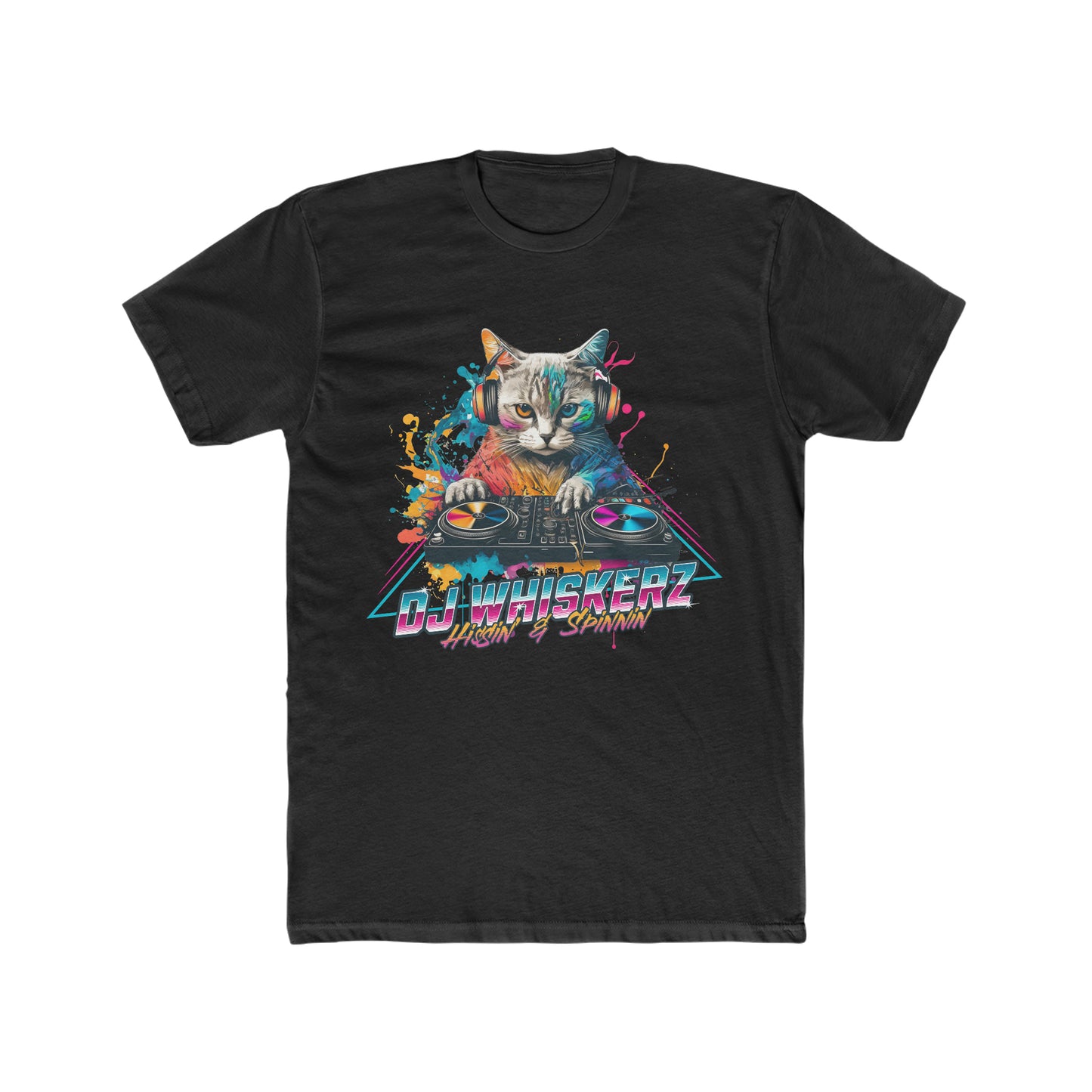 DJ Whiskerz, Hissin And Spinnin,, Music, Animal Lover, Colorful, Cyberpunk Style Tee