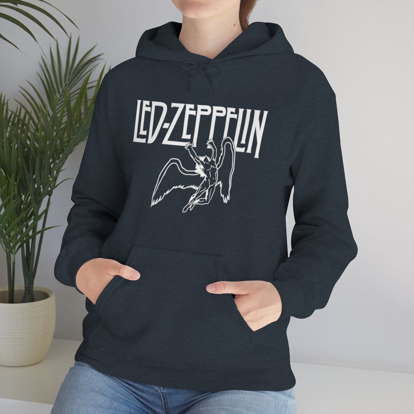 Led Zeppelin, Swan Song on the Front with Band Symbols on the Back Hoodie