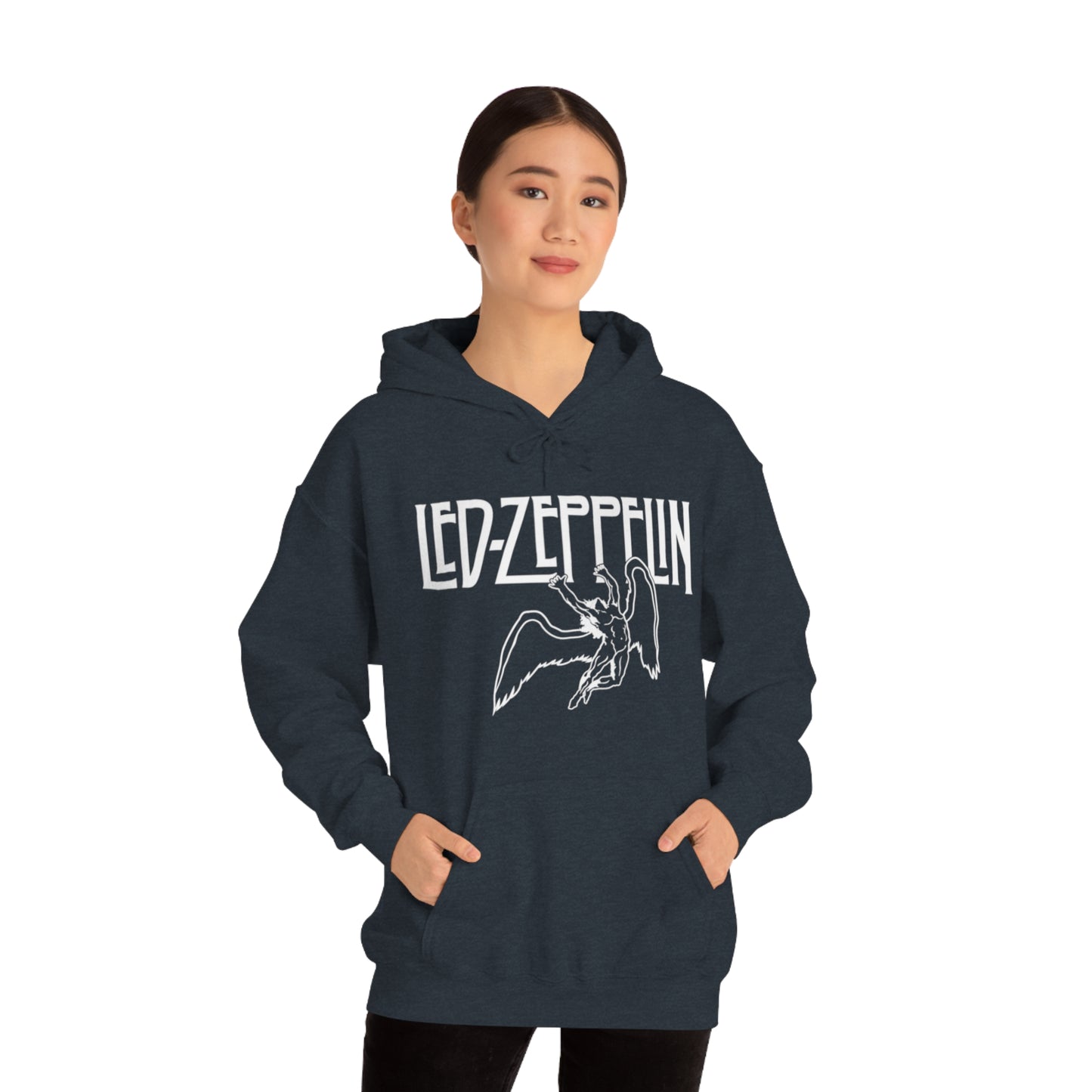 Led Zeppelin, Swan Song on the Front with Band Symbols on the Back Hoodie