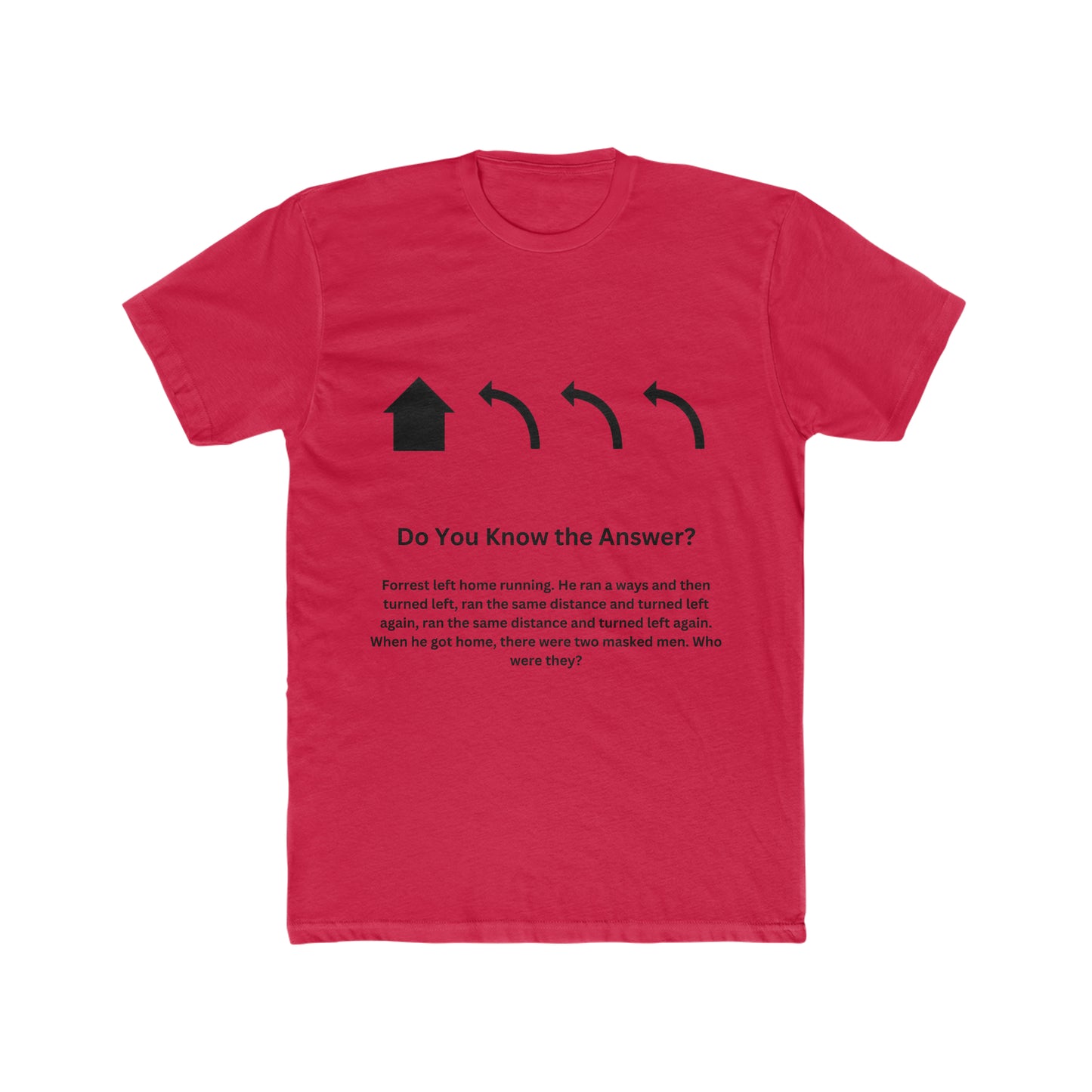 Brain Teaser, When he got home, there were two masked men. Who were they?, Fun, Puzzle Tee