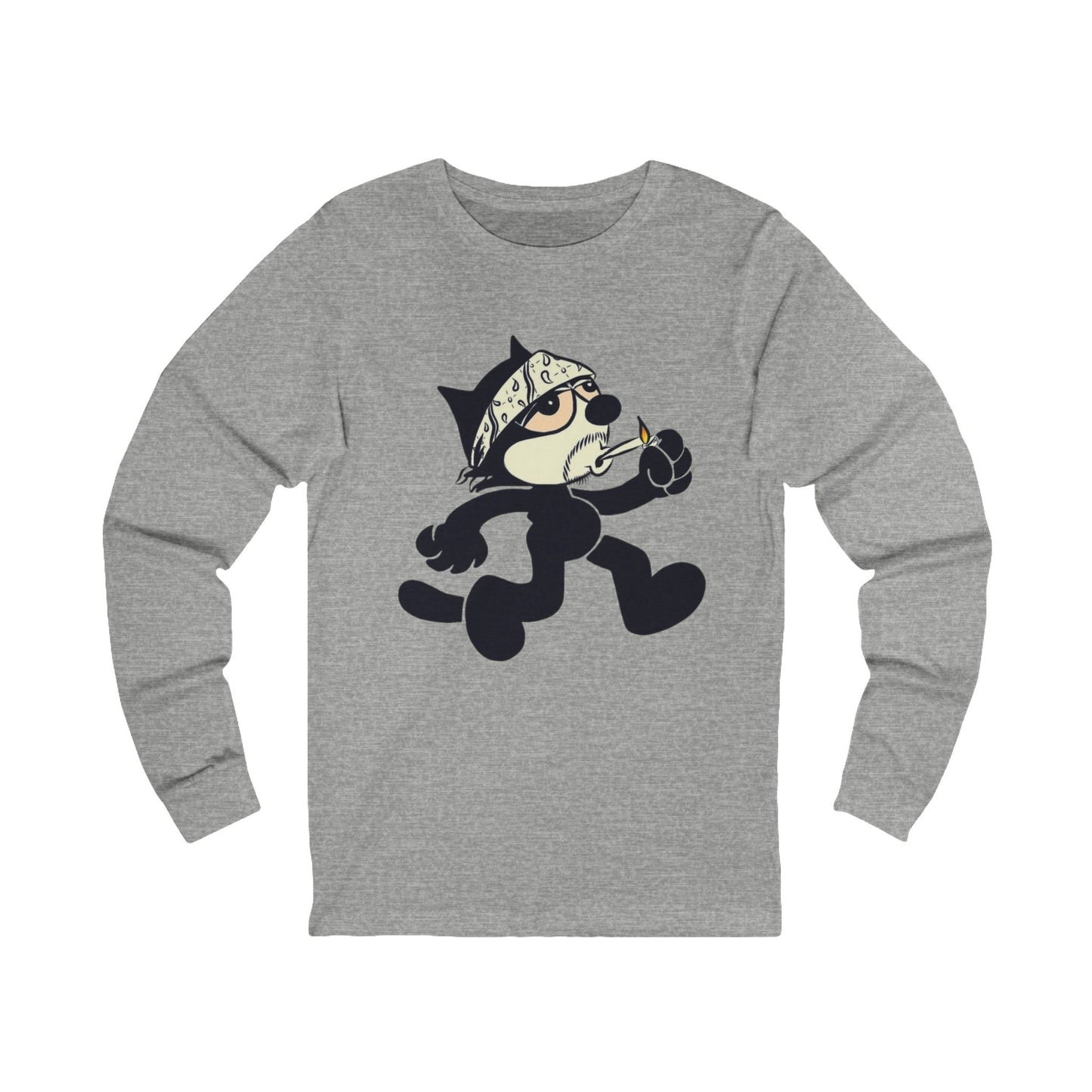 Long Sleeve of Felix The Cat Smoking a Joint, 420, Weed, Marijuana Tee