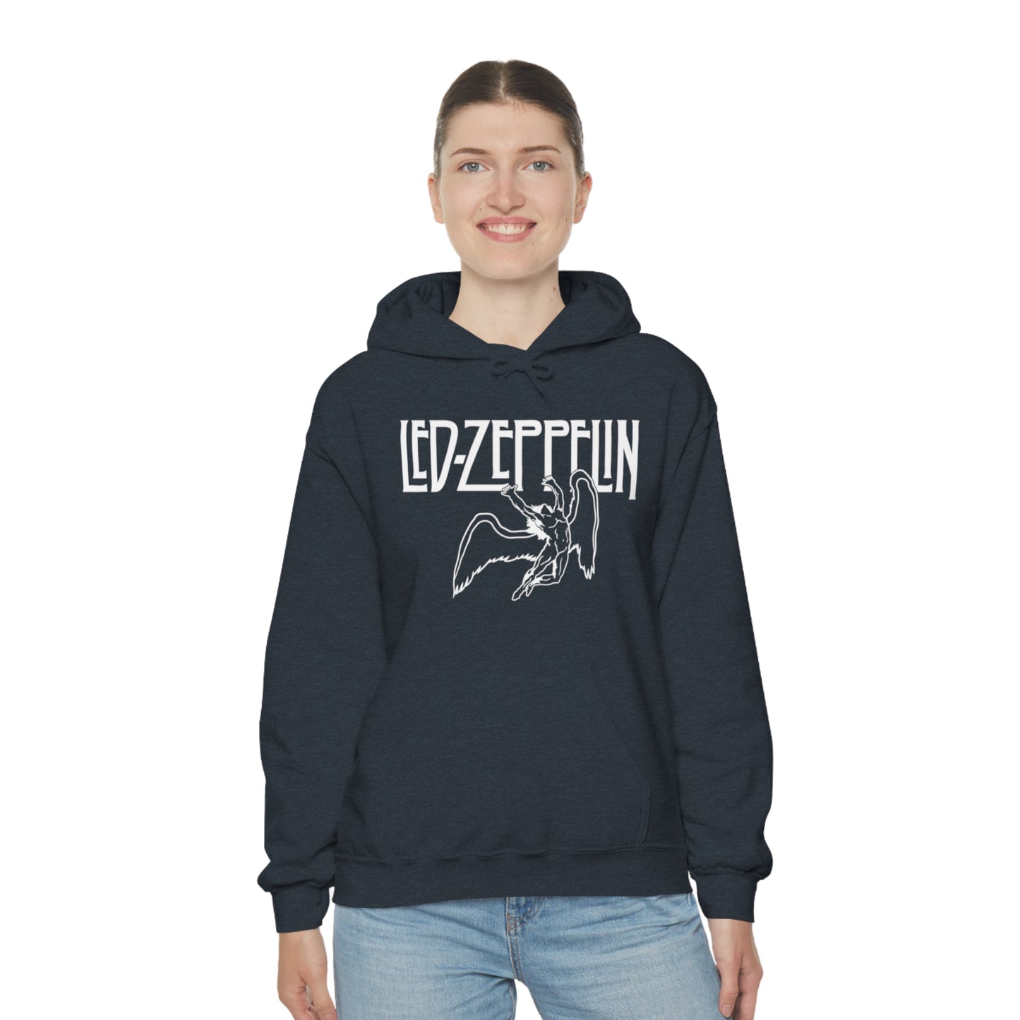 Led Zeppelin, Swan Song on the Front with Band Symbols on the Back Hoodie