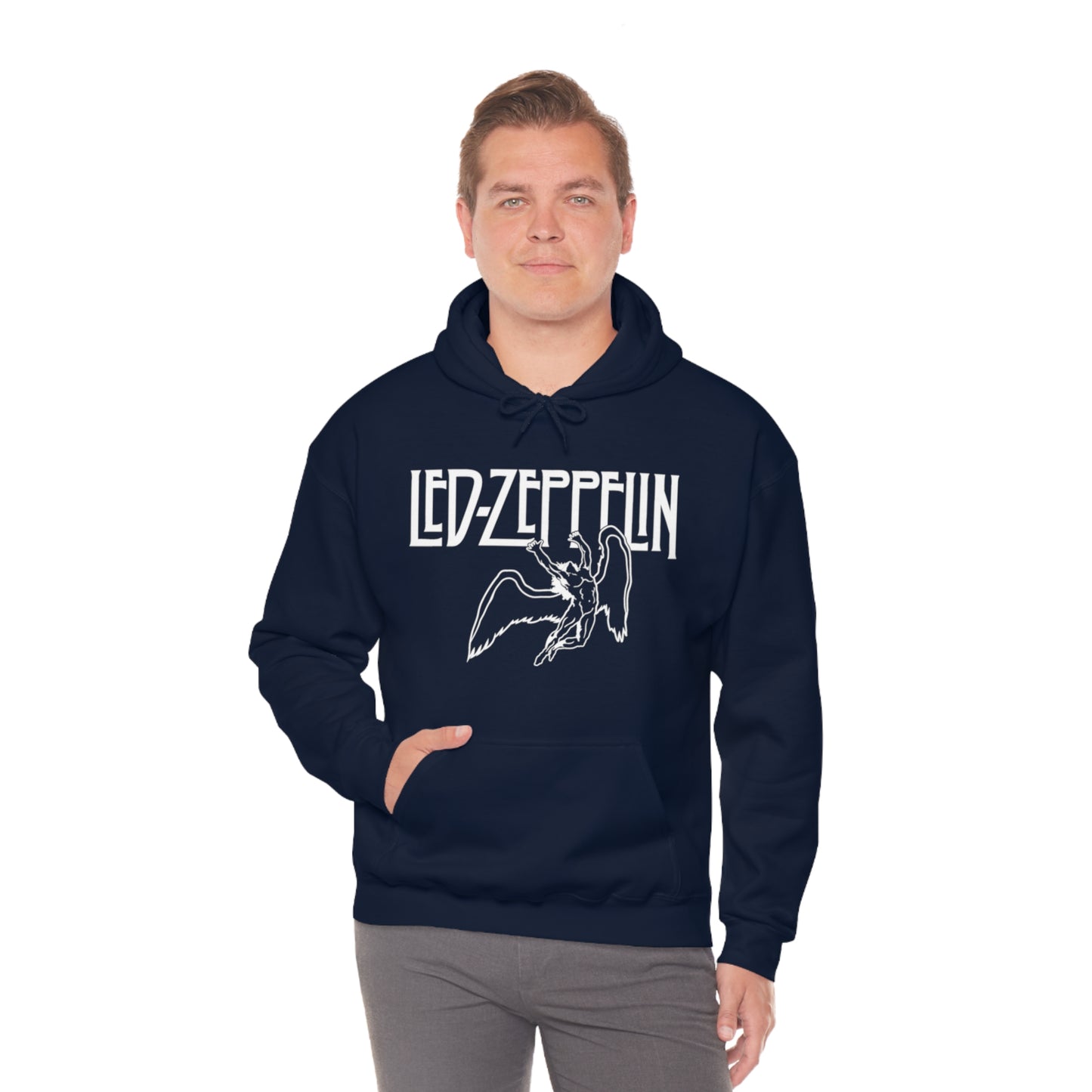 Led Zeppelin, Swan Song on the Front with Band Symbols on the Back Hoodie