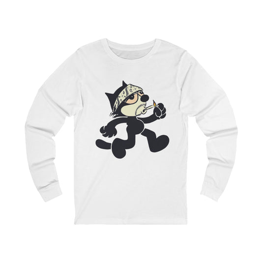 Long Sleeve of Felix The Cat Smoking a Joint, 420, Weed, Marijuana Tee