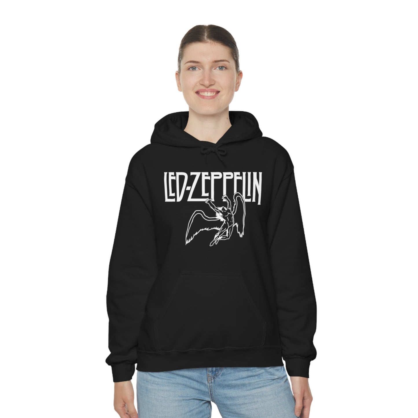Led Zeppelin, Swan Song on the Front with Band Symbols on the Back Hoodie