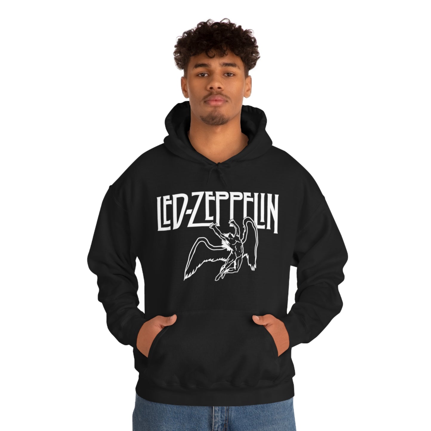 Led Zeppelin, Swan Song on the Front with Band Symbols on the Back Hoodie