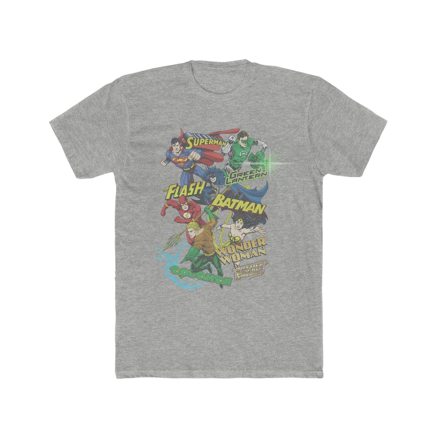 Aquaman, The Flash, Wonder Woman, Superman, Batman, Green Lantern, Justice League Tee