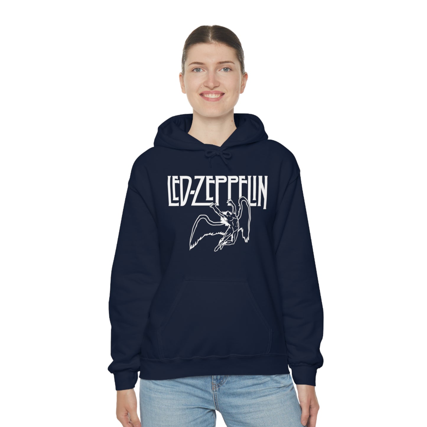 Led Zeppelin, Swan Song on the Front with Band Symbols on the Back Hoodie