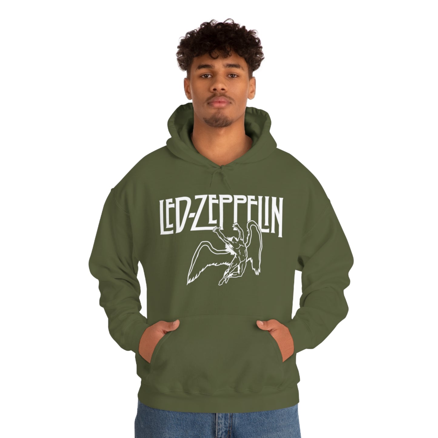 Led Zeppelin, Swan Song on the Front with Band Symbols on the Back Hoodie