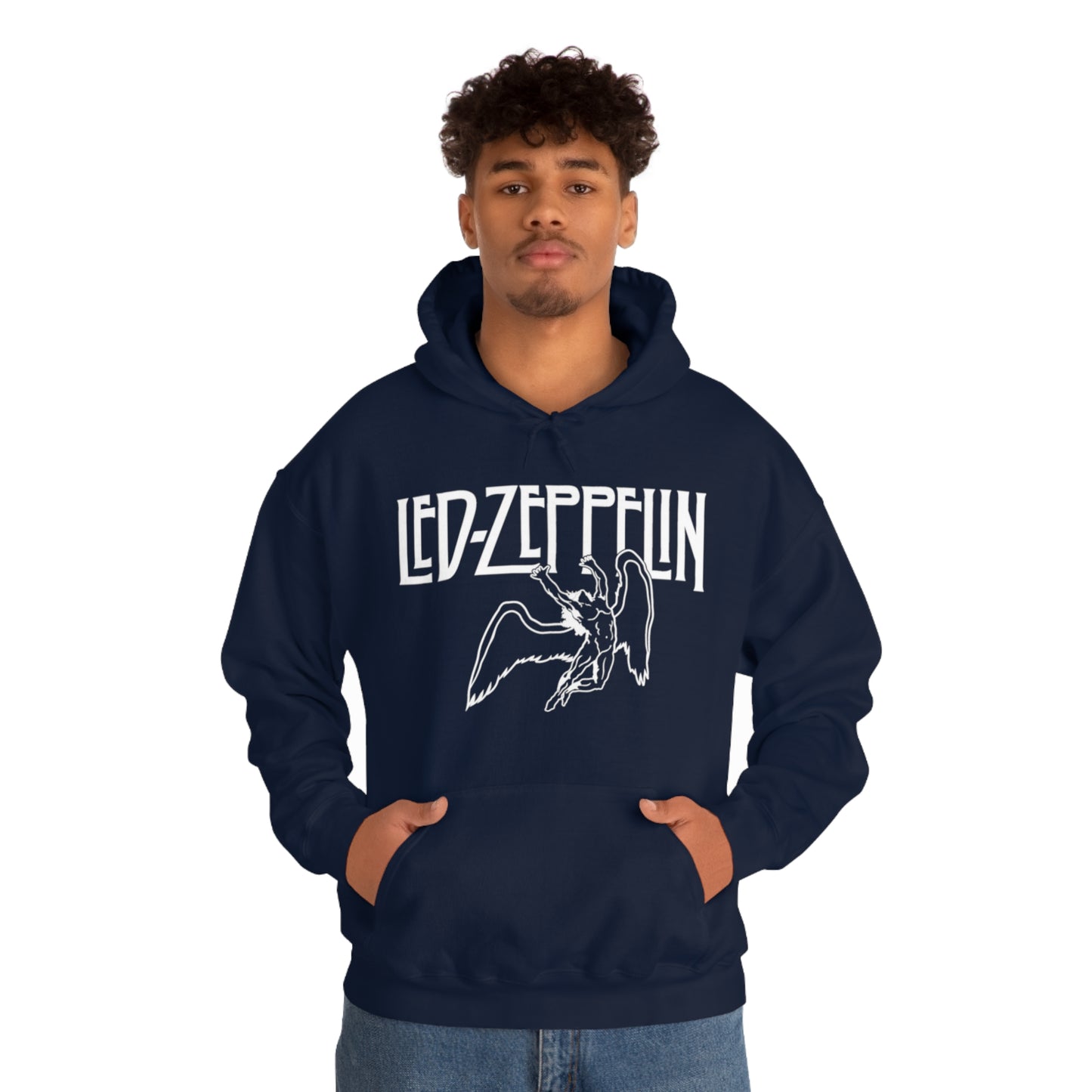 Led Zeppelin, Swan Song on the Front with Band Symbols on the Back Hoodie