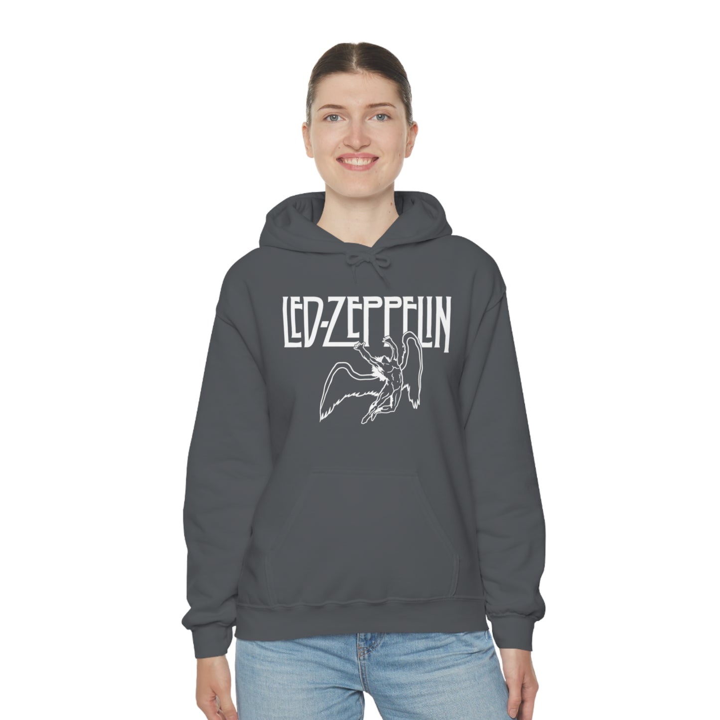 Led Zeppelin, Swan Song on the Front with Band Symbols on the Back Hoodie