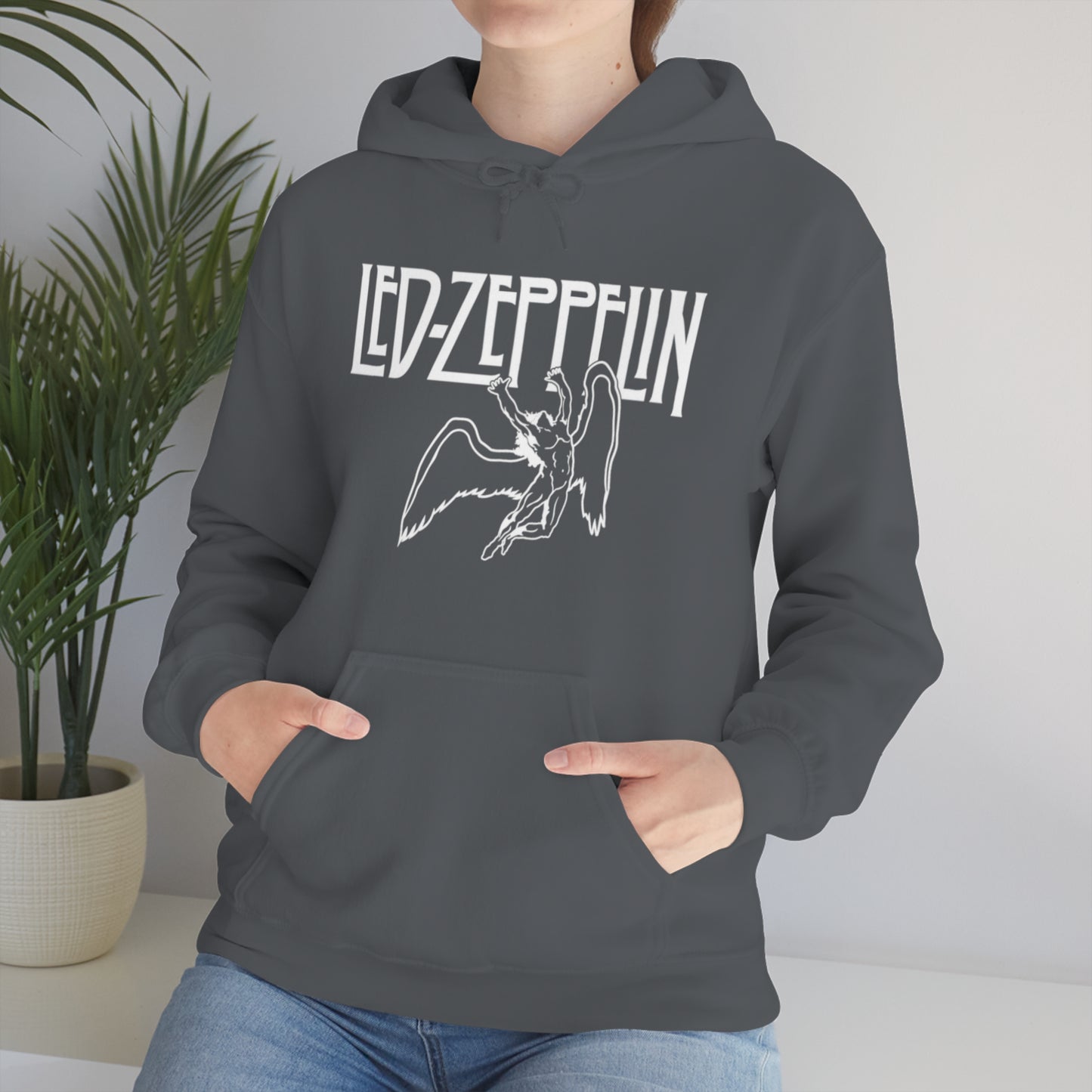 Led Zeppelin, Swan Song on the Front with Band Symbols on the Back Hoodie