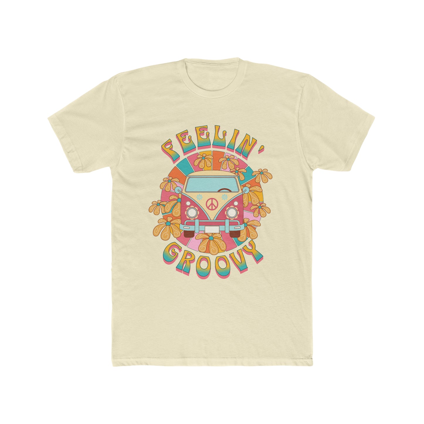 Feelin Groovy, Hippy Bus, 70's Retro Style Tee