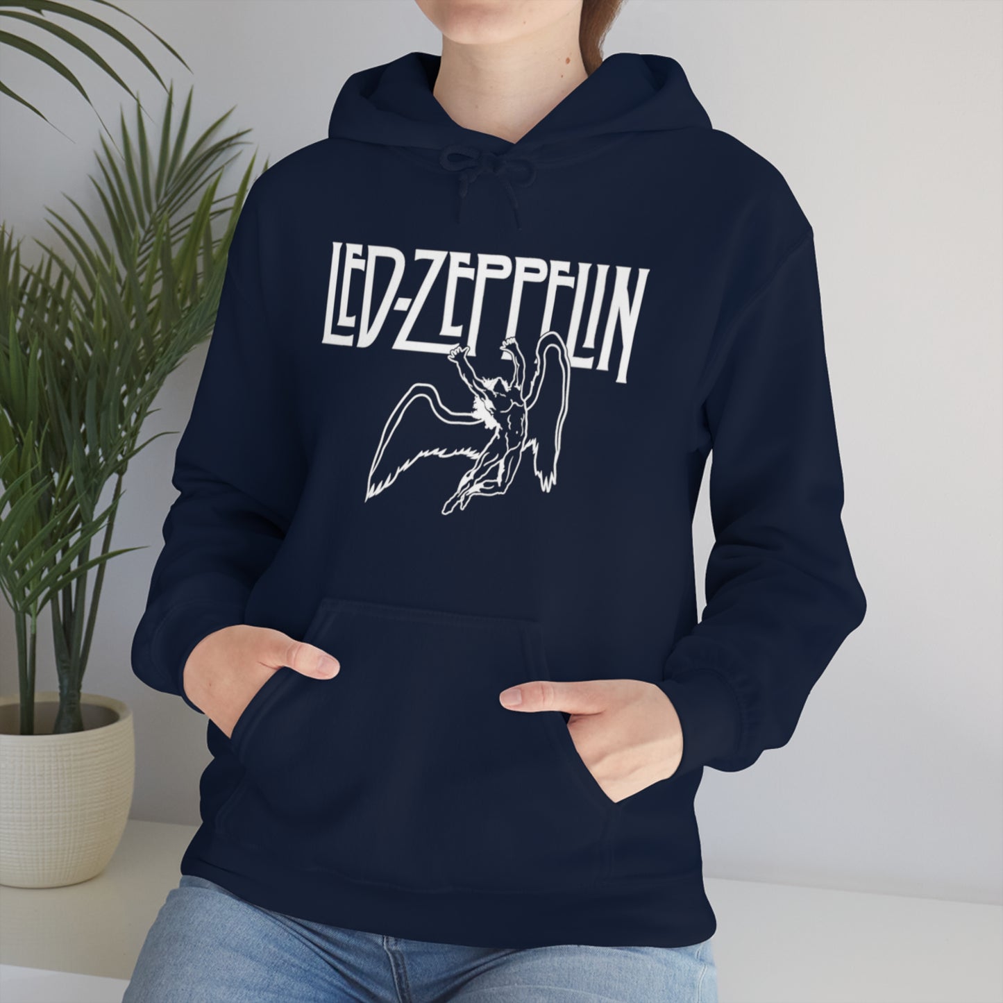 Led Zeppelin, Swan Song on the Front with Band Symbols on the Back Hoodie