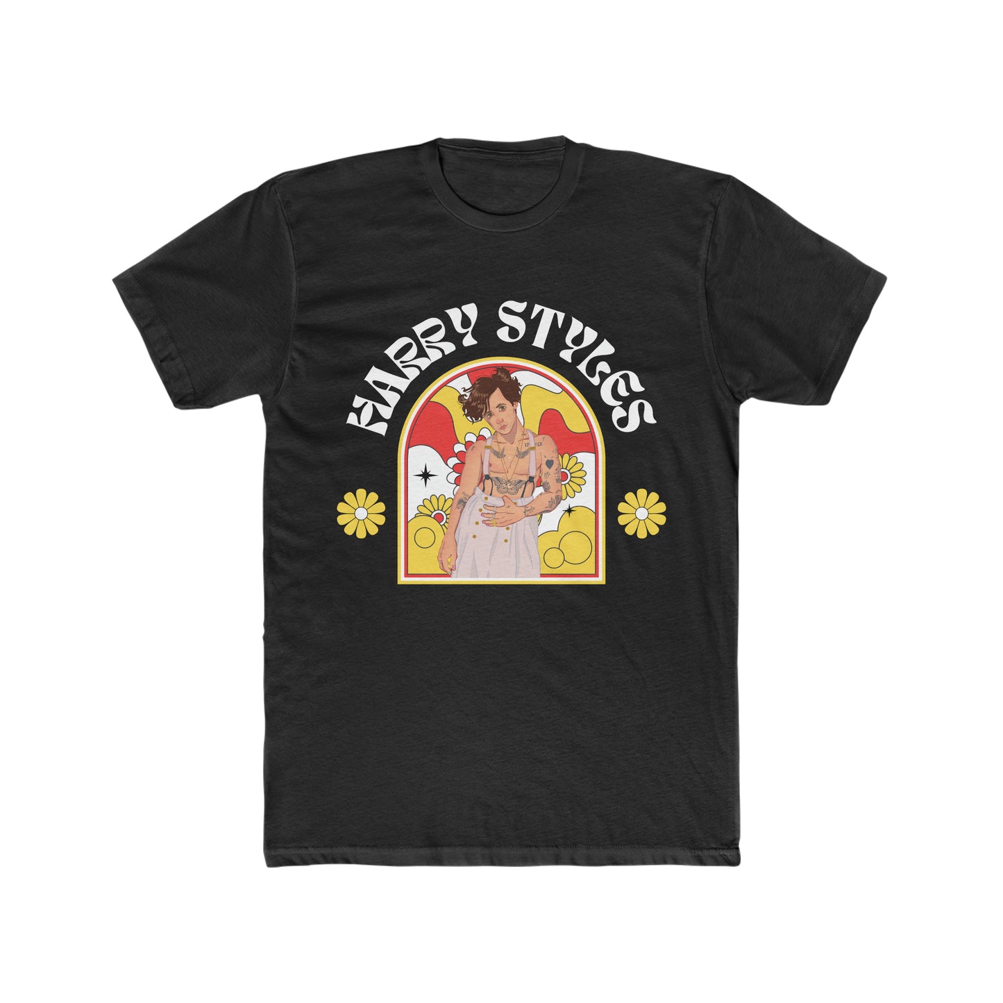 Harry Styles Cartoon Custom Tee with Flowers