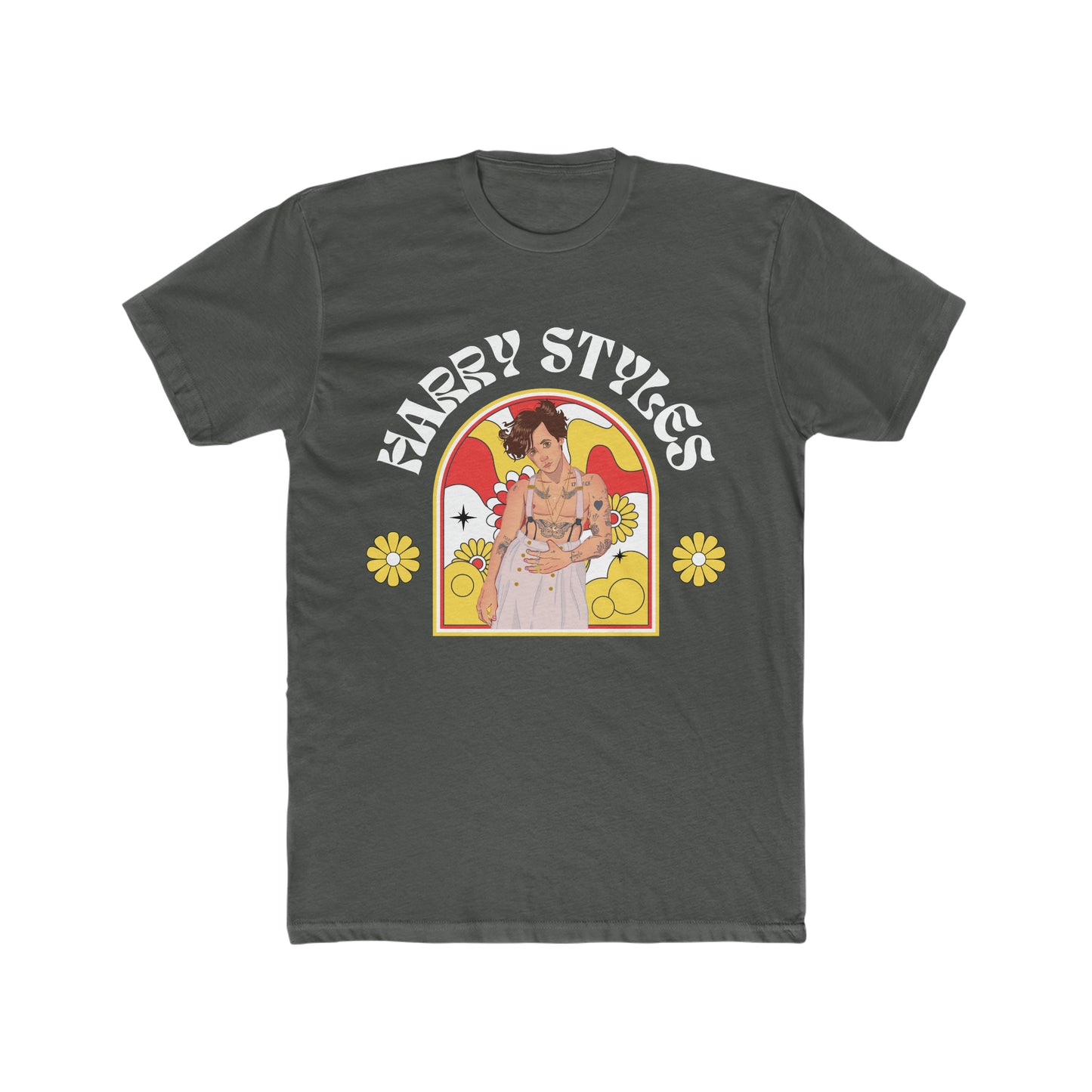 Harry Styles Cartoon Custom Tee with Flowers