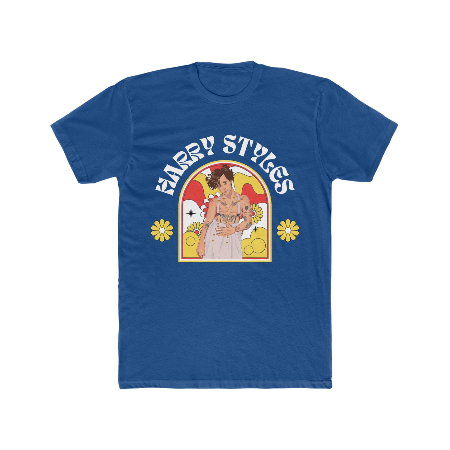 Harry Styles Cartoon Custom Tee with Flowers