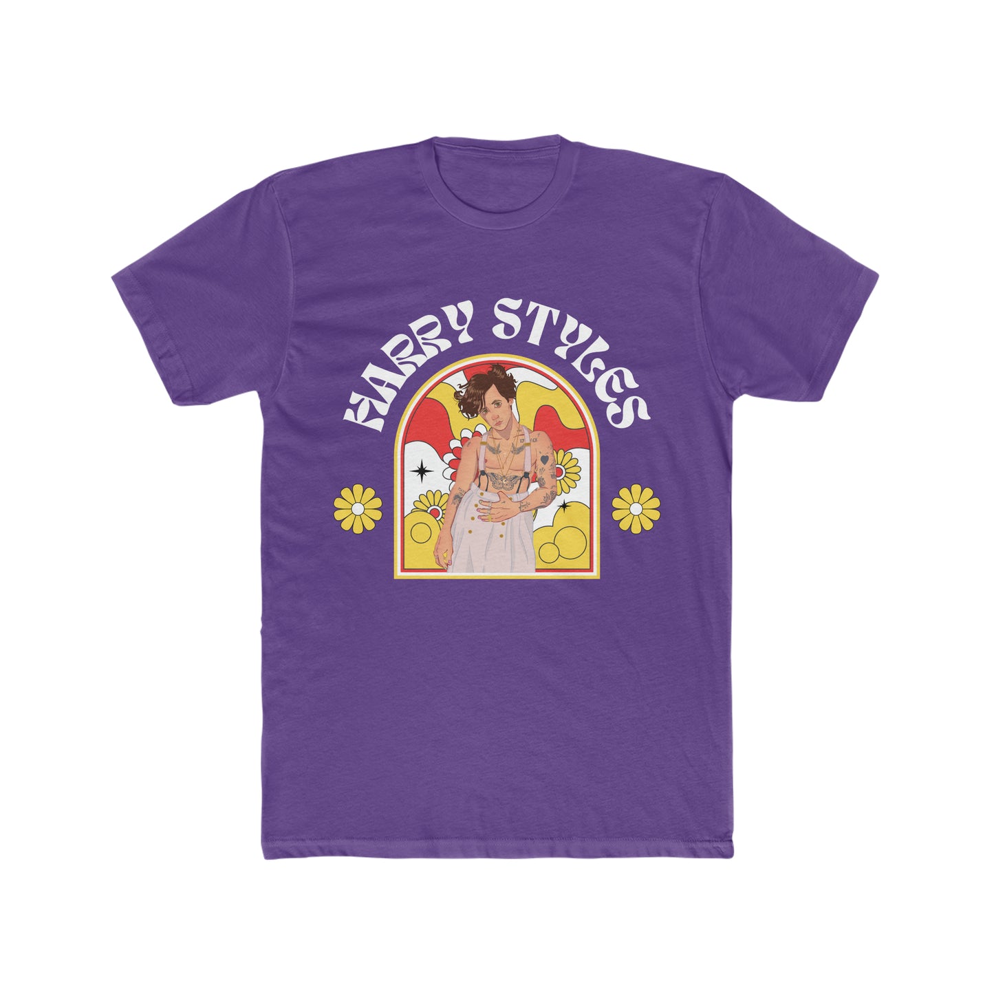 Harry Styles Cartoon Custom Tee with Flowers