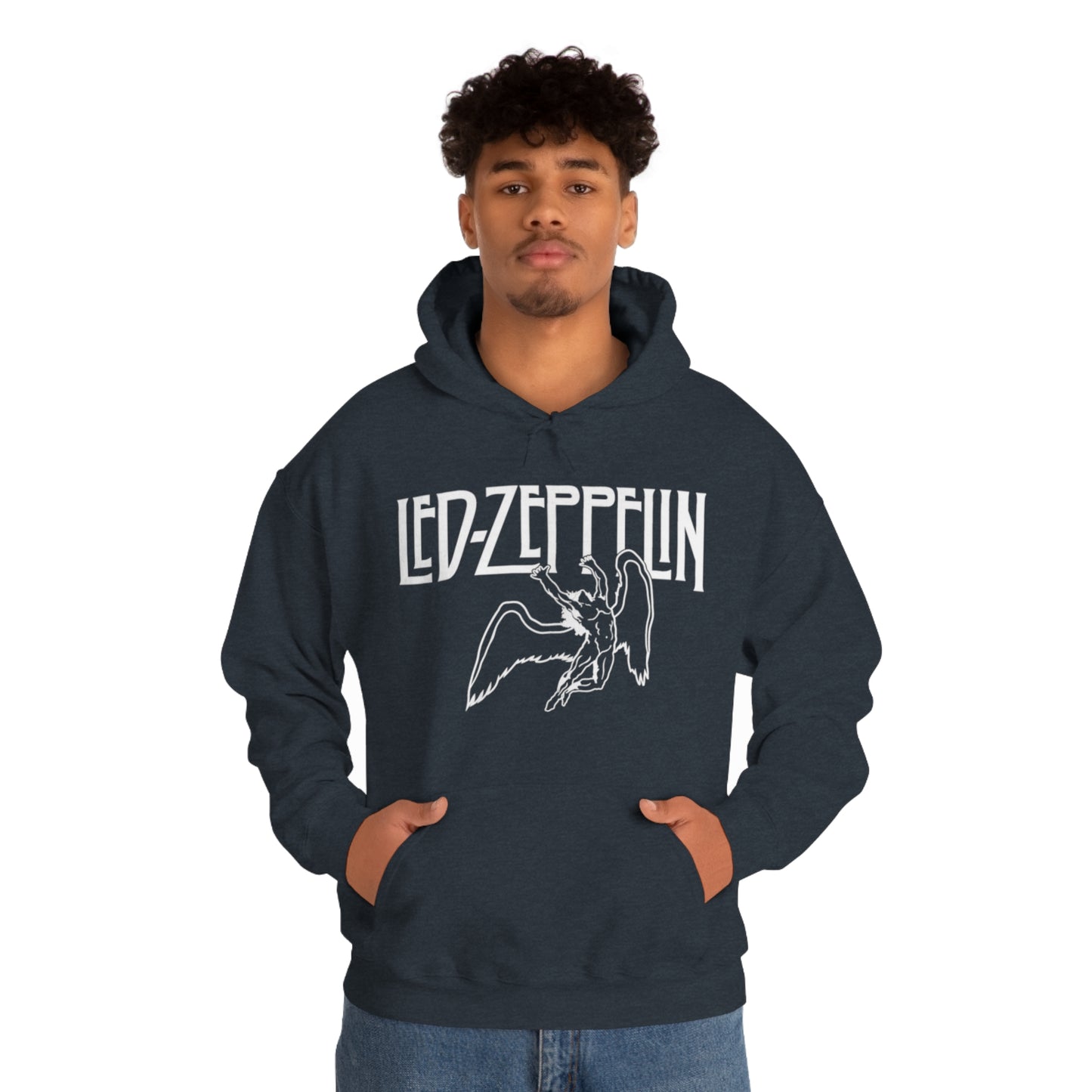 Led Zeppelin, Swan Song on the Front with Band Symbols on the Back Hoodie