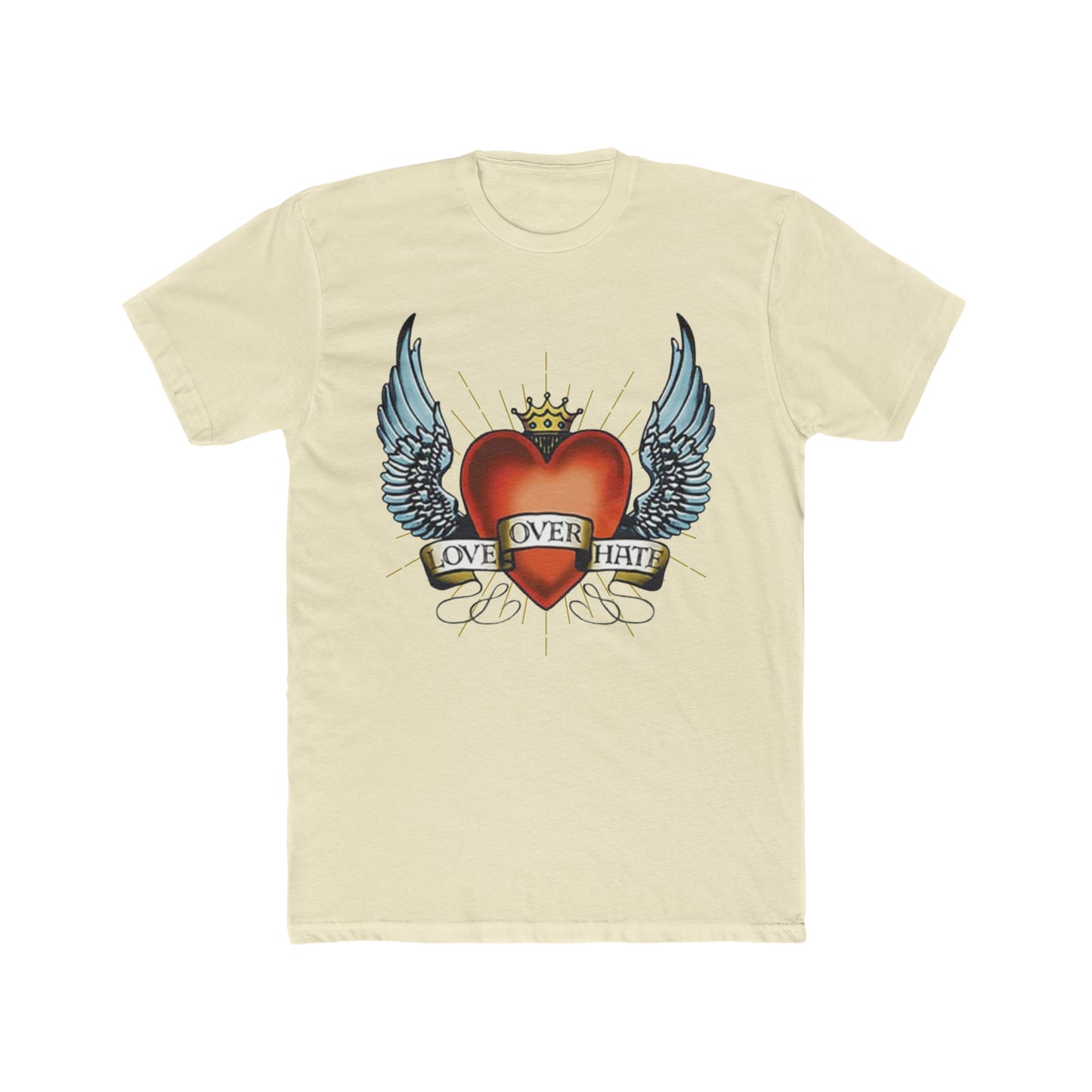 Ed Hardy Inspired, Love Over Hate, heart With Wings Tee