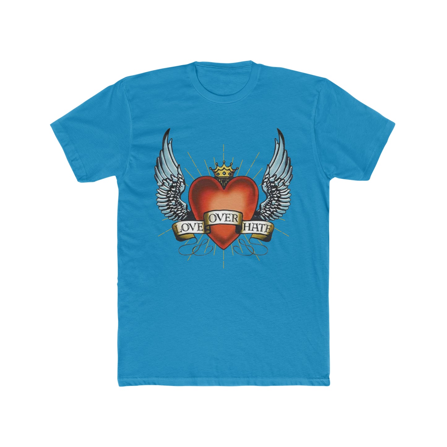 Ed Hardy Inspired, Love Over Hate, heart With Wings Tee