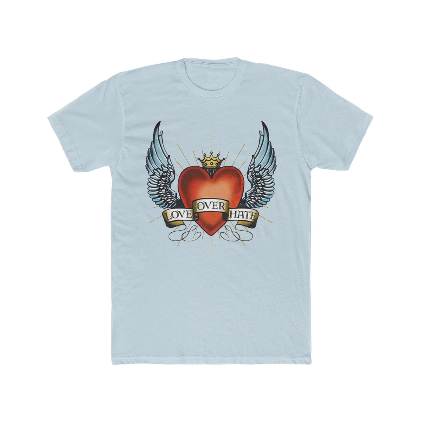 Ed Hardy Inspired, Love Over Hate, heart With Wings Tee