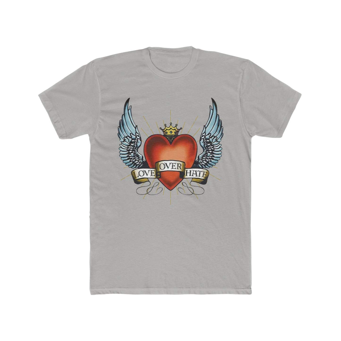 Ed Hardy Inspired, Love Over Hate, heart With Wings Tee