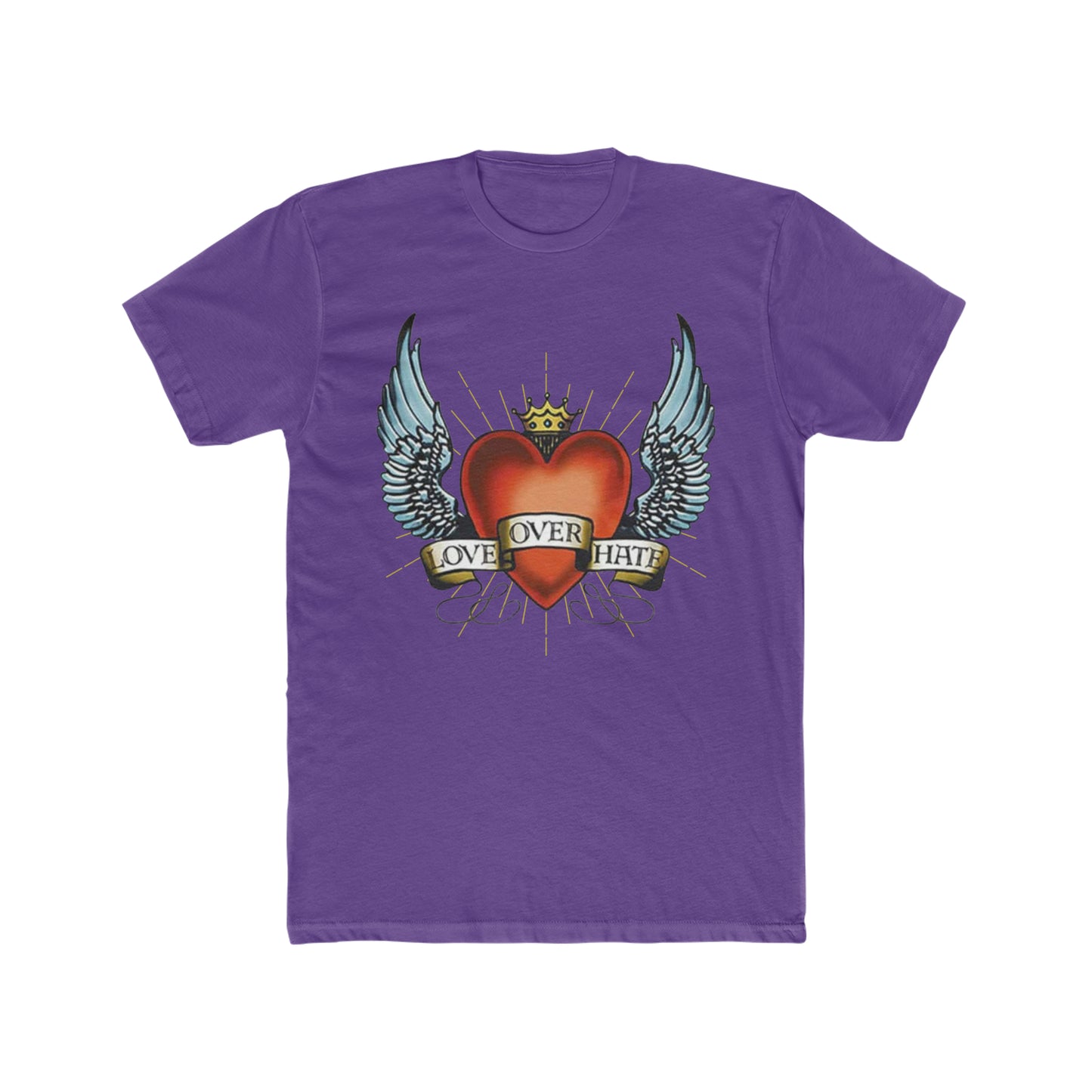 Ed Hardy Inspired, Love Over Hate, heart With Wings Tee