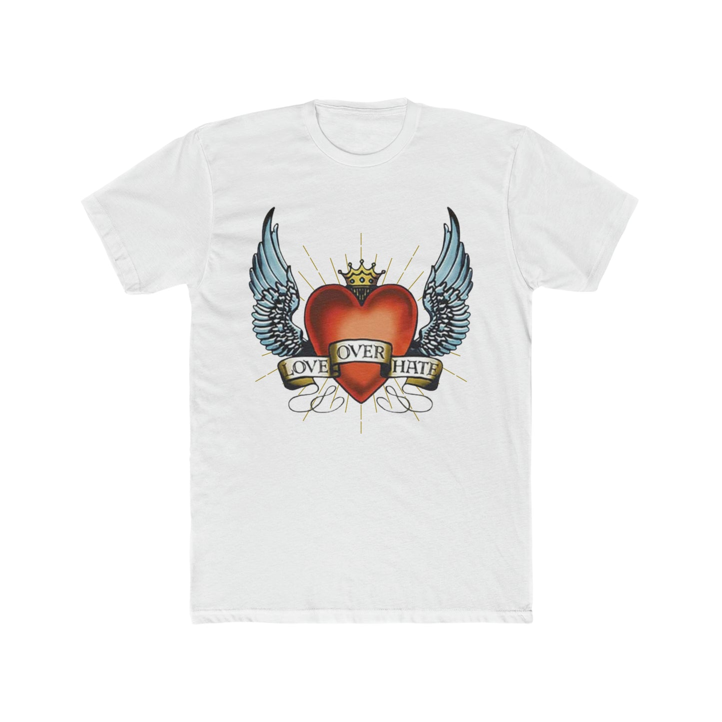 Ed Hardy Inspired, Love Over Hate, heart With Wings Tee