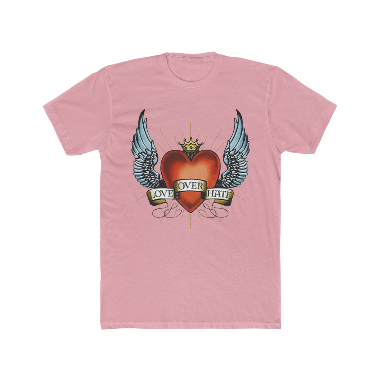 Ed Hardy Inspired, Love Over Hate, heart With Wings Tee