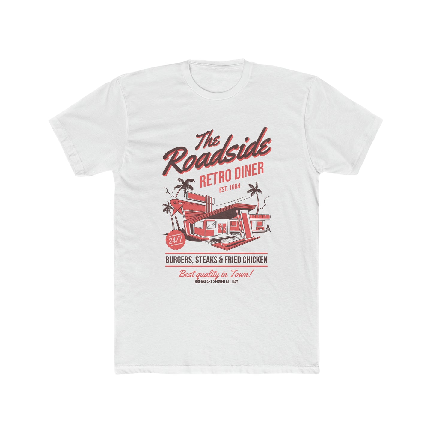 The Roadside Retro Diner, Burgers, Steaks, and Fried Chicken, Retro Style, Classic Old School Tee