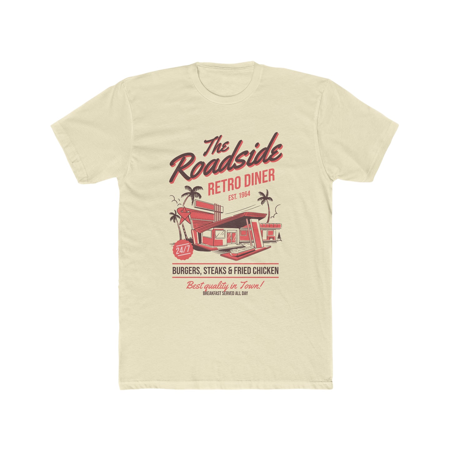 The Roadside Retro Diner, Burgers, Steaks, and Fried Chicken, Retro Style, Classic Old School Tee