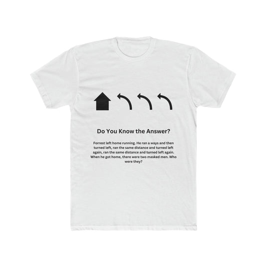 Brain Teaser, When he got home, there were two masked men. Who were they?, Fun, Puzzle Tee