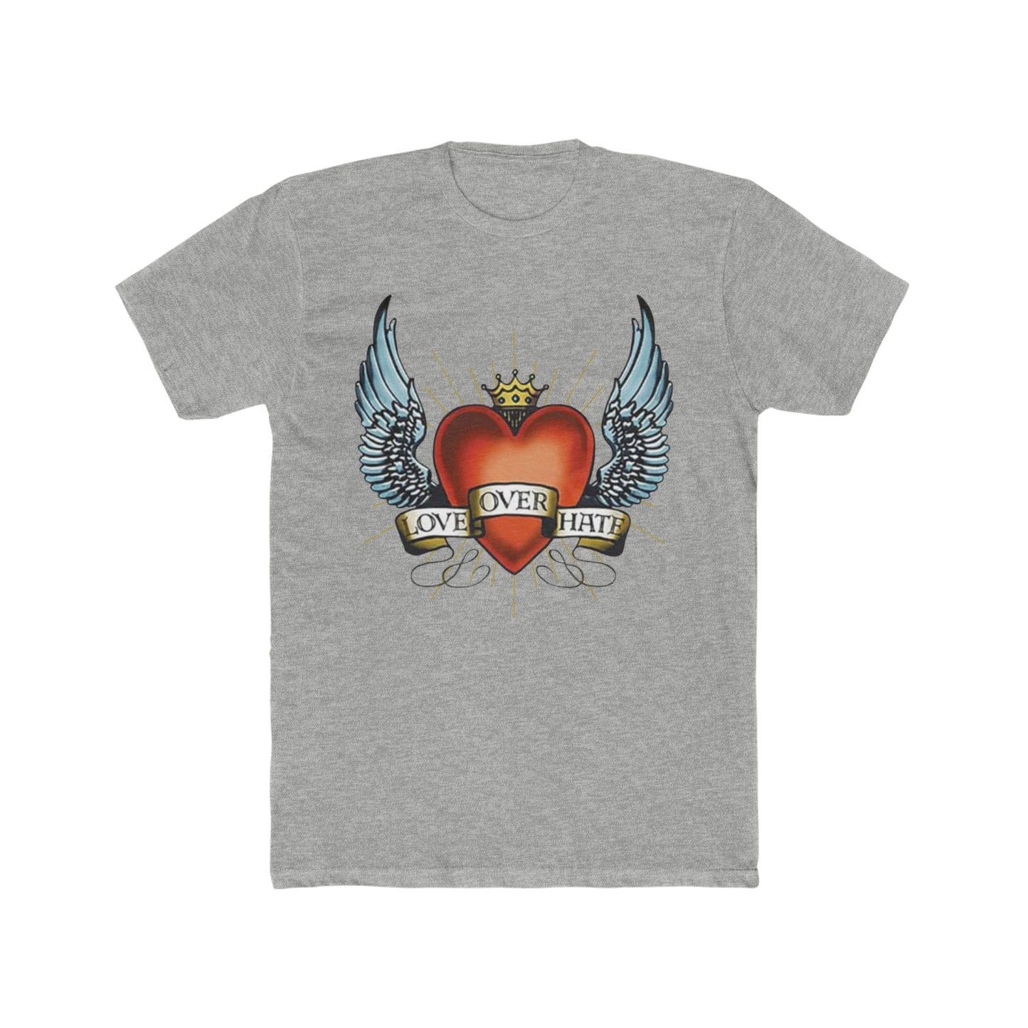 Ed Hardy Inspired, Love Over Hate, heart With Wings Tee