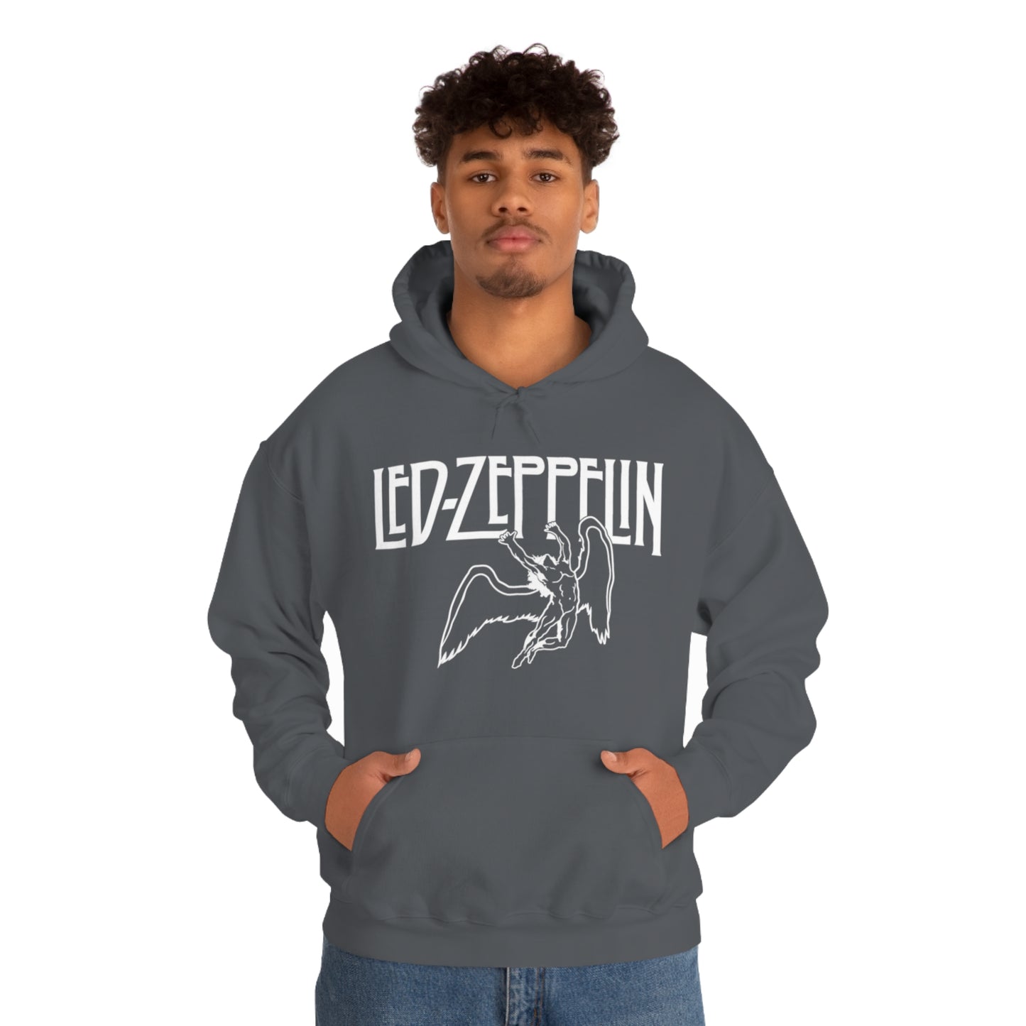 Led Zeppelin, Swan Song on the Front with Band Symbols on the Back Hoodie
