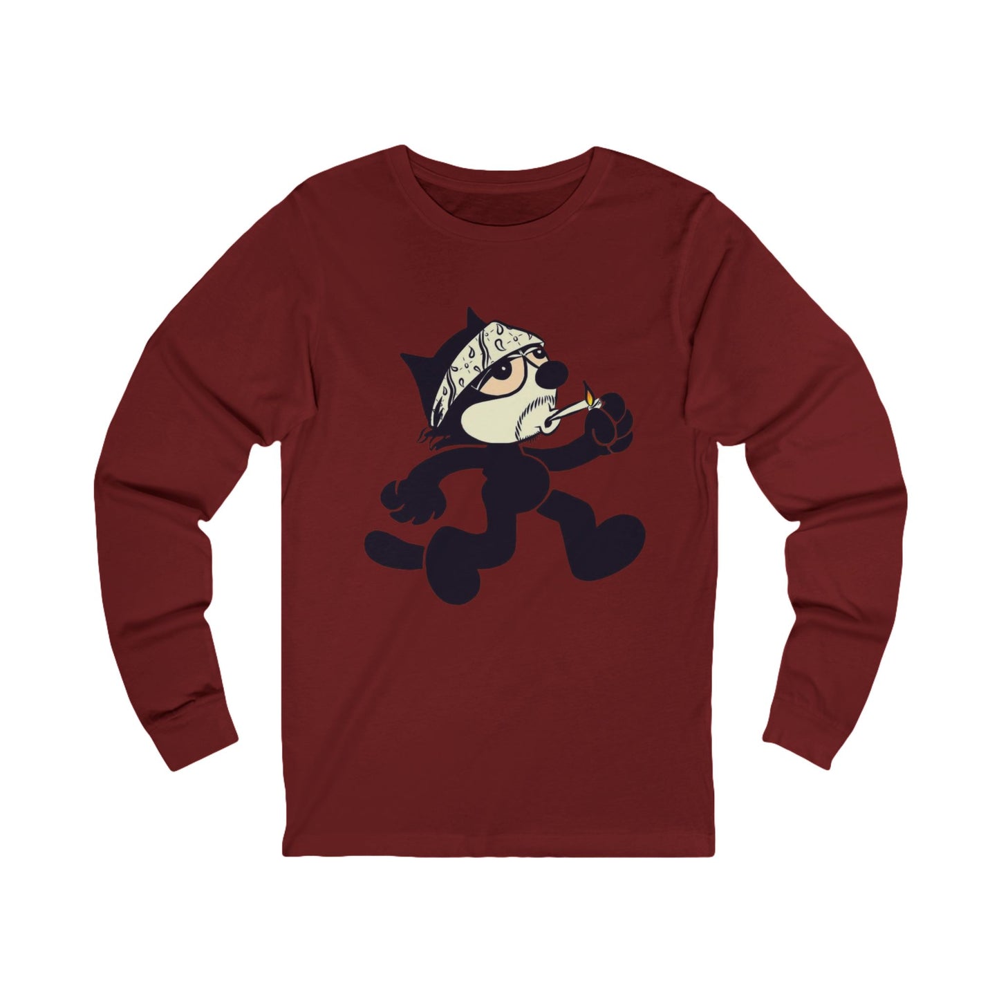 Long Sleeve of Felix The Cat Smoking a Joint, 420, Weed, Marijuana Tee