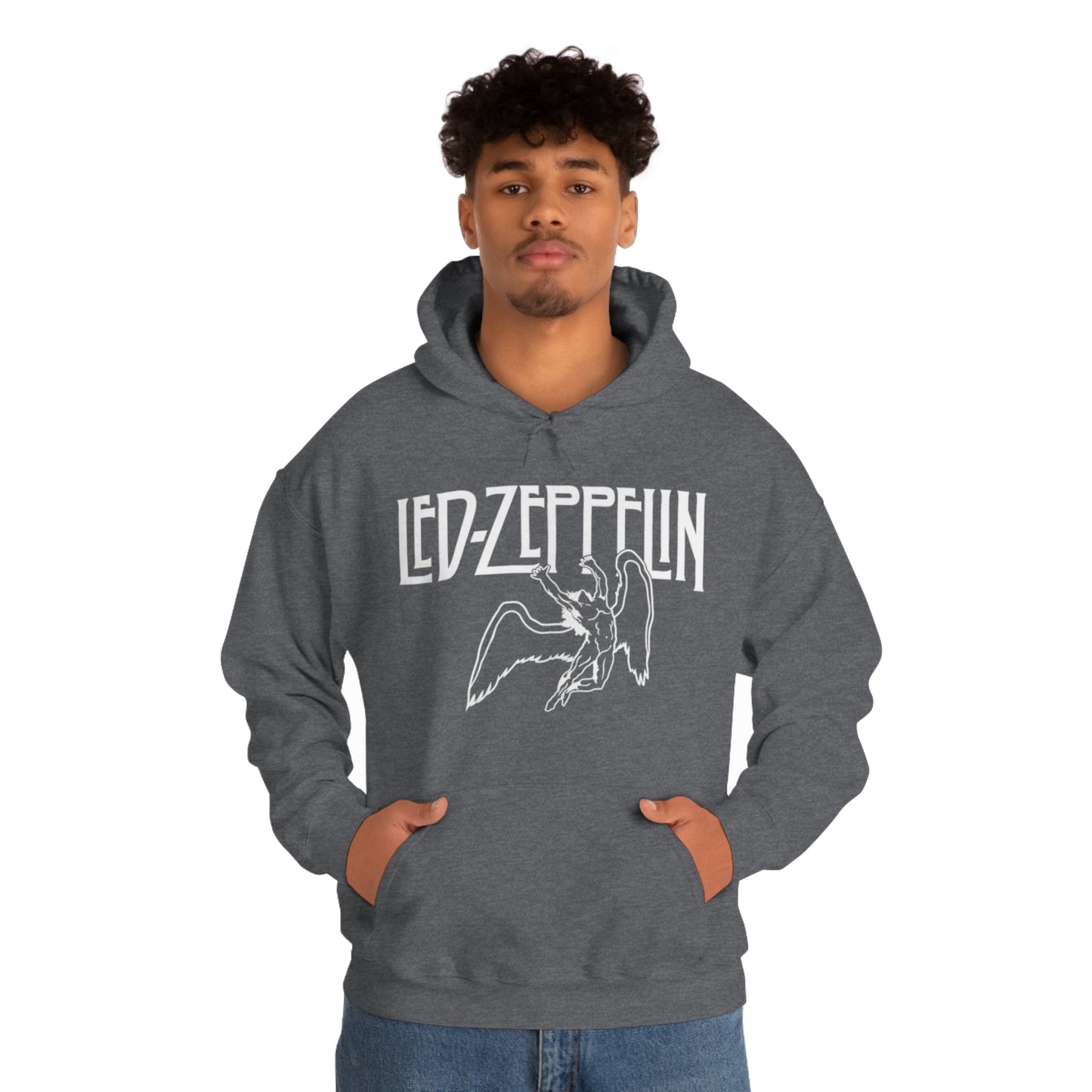 Led Zeppelin, Swan Song on the Front with Band Symbols on the Back Hoodie