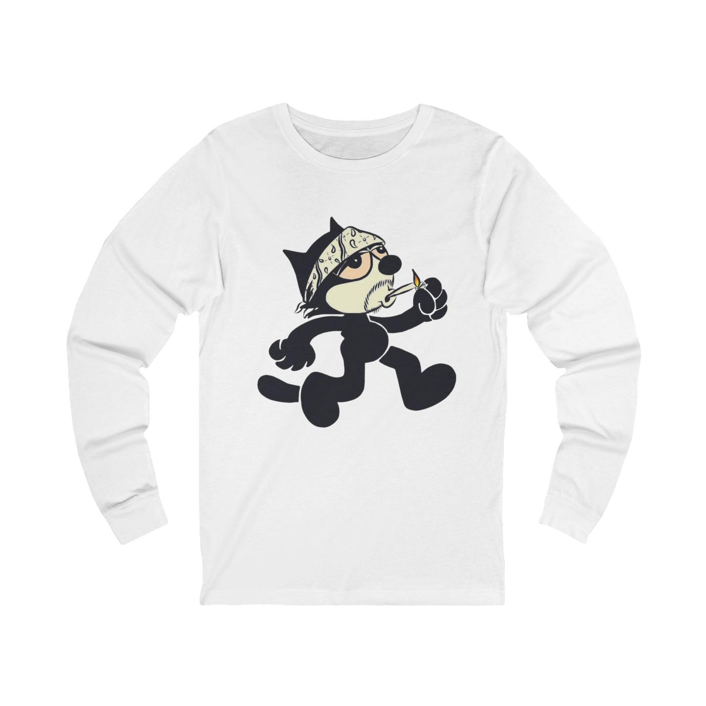 Long Sleeve of Felix The Cat Smoking a Joint, 420, Weed, Marijuana Tee