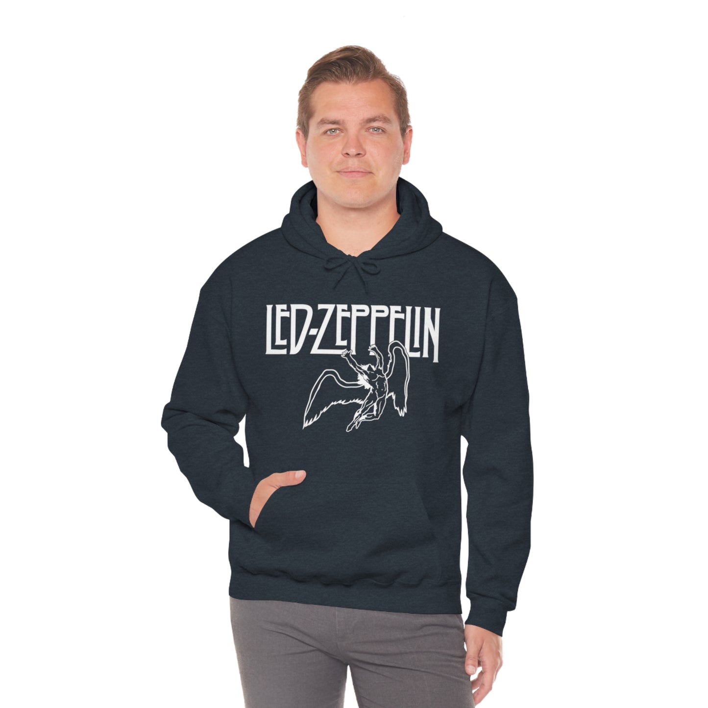 Led Zeppelin, Swan Song on the Front with Band Symbols on the Back Hoodie