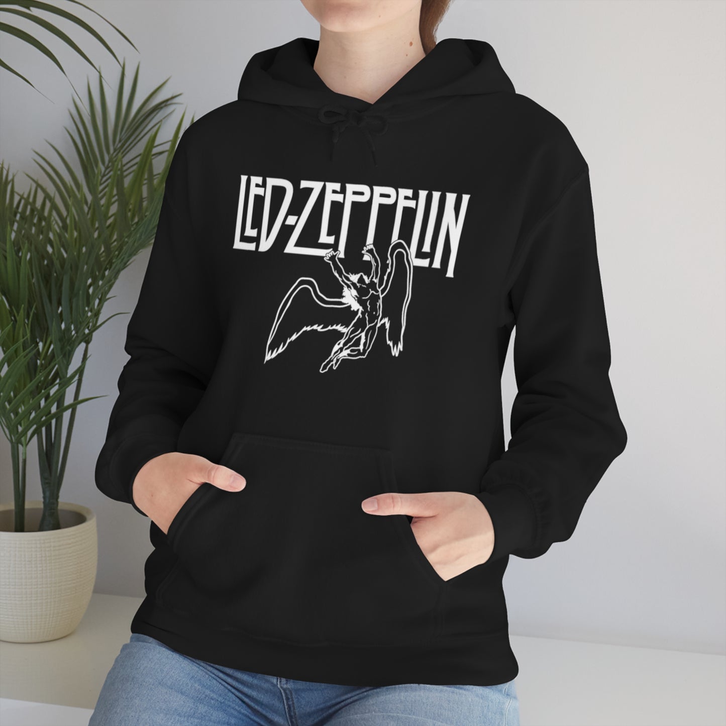 Led Zeppelin, Swan Song on the Front with Band Symbols on the Back Hoodie