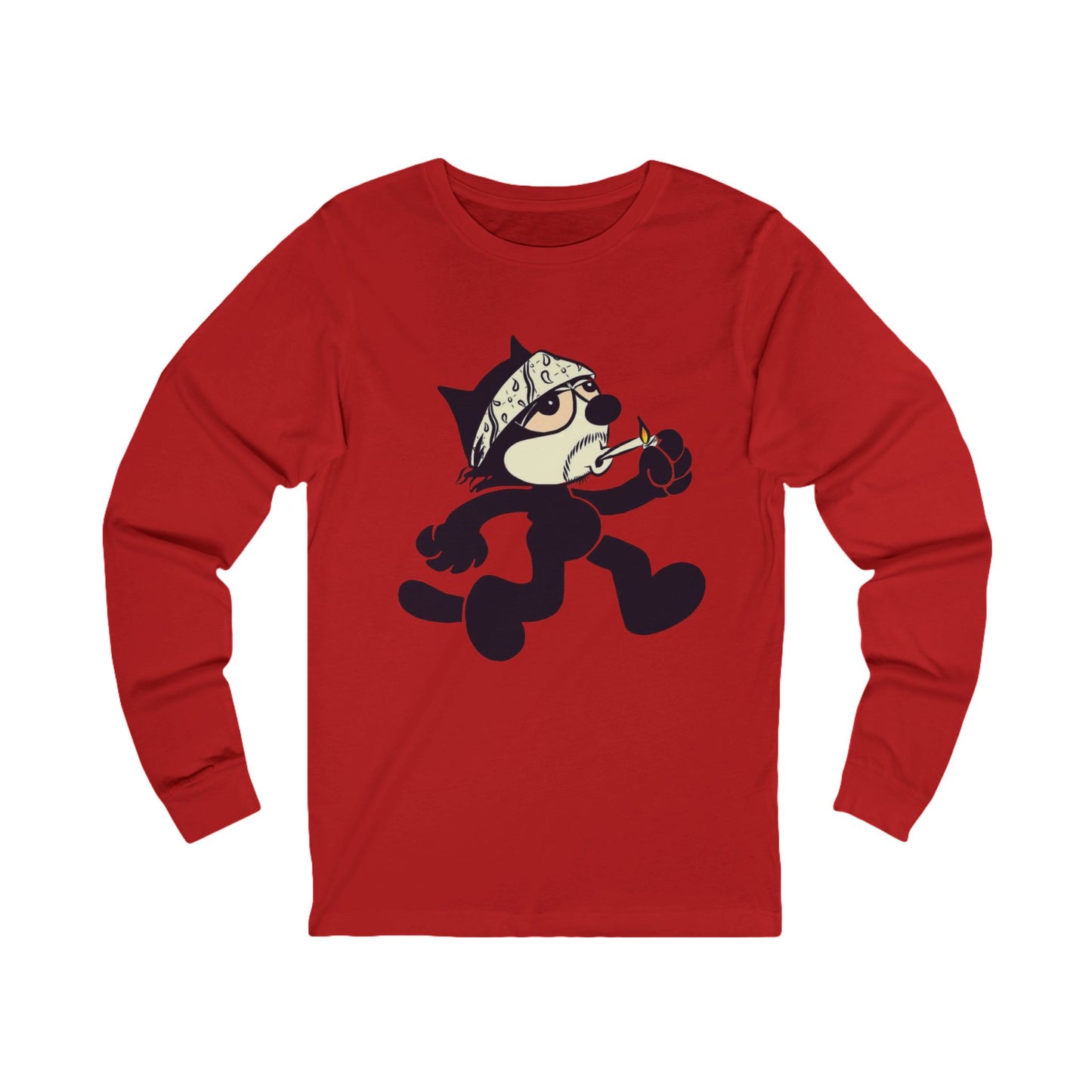 Long Sleeve of Felix The Cat Smoking a Joint, 420, Weed, Marijuana Tee