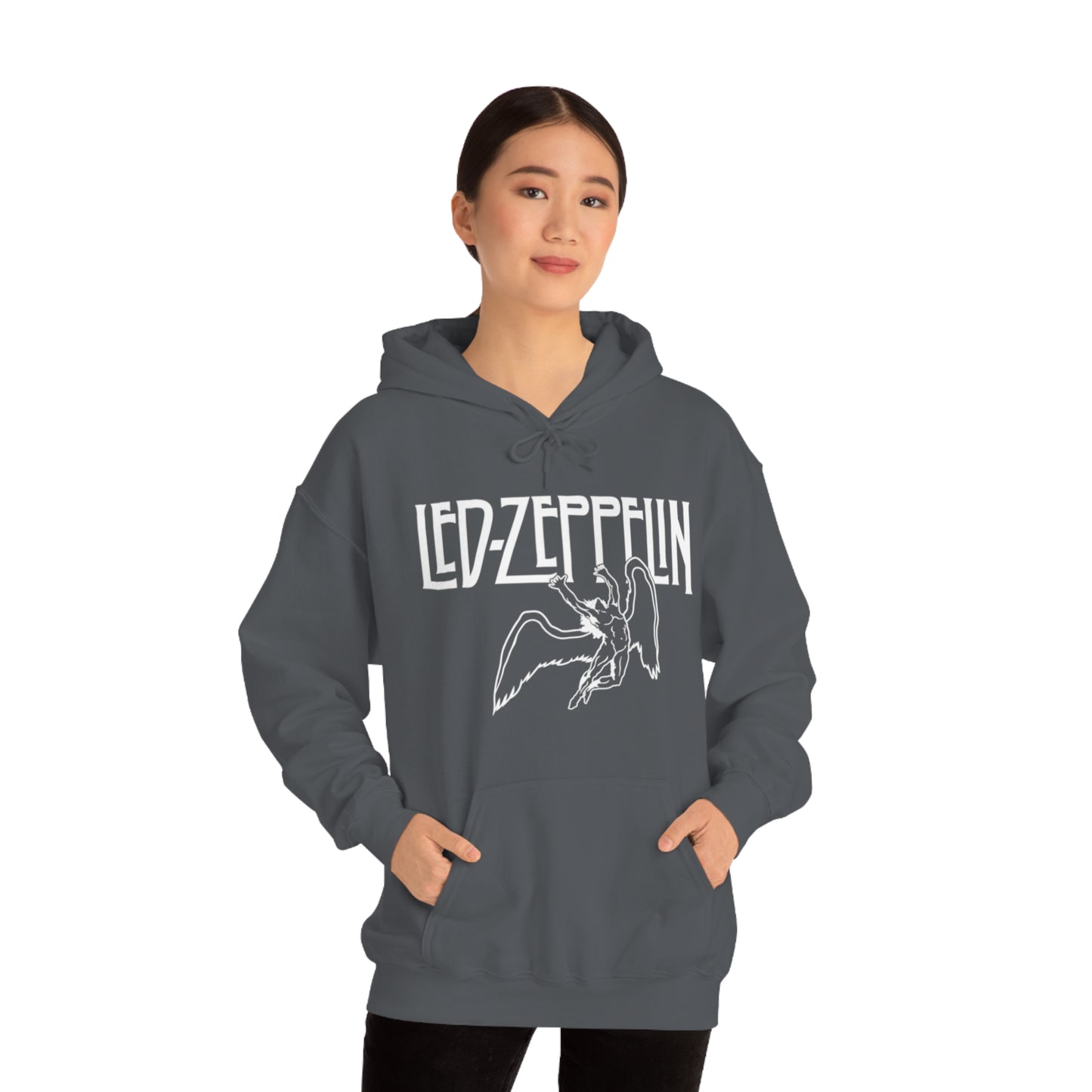Led Zeppelin, Swan Song on the Front with Band Symbols on the Back Hoodie