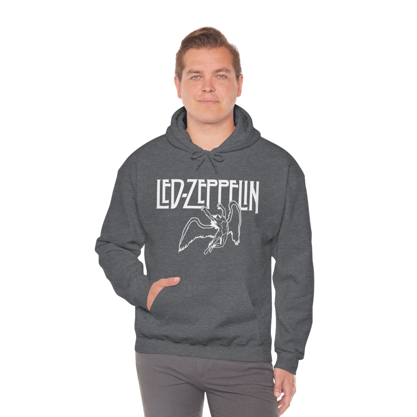 Led Zeppelin, Swan Song on the Front with Band Symbols on the Back Hoodie