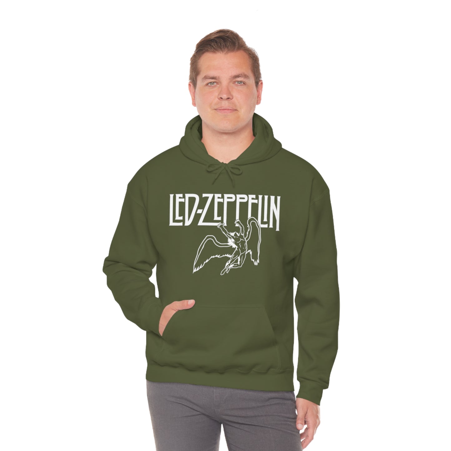 Led Zeppelin, Swan Song on the Front with Band Symbols on the Back Hoodie