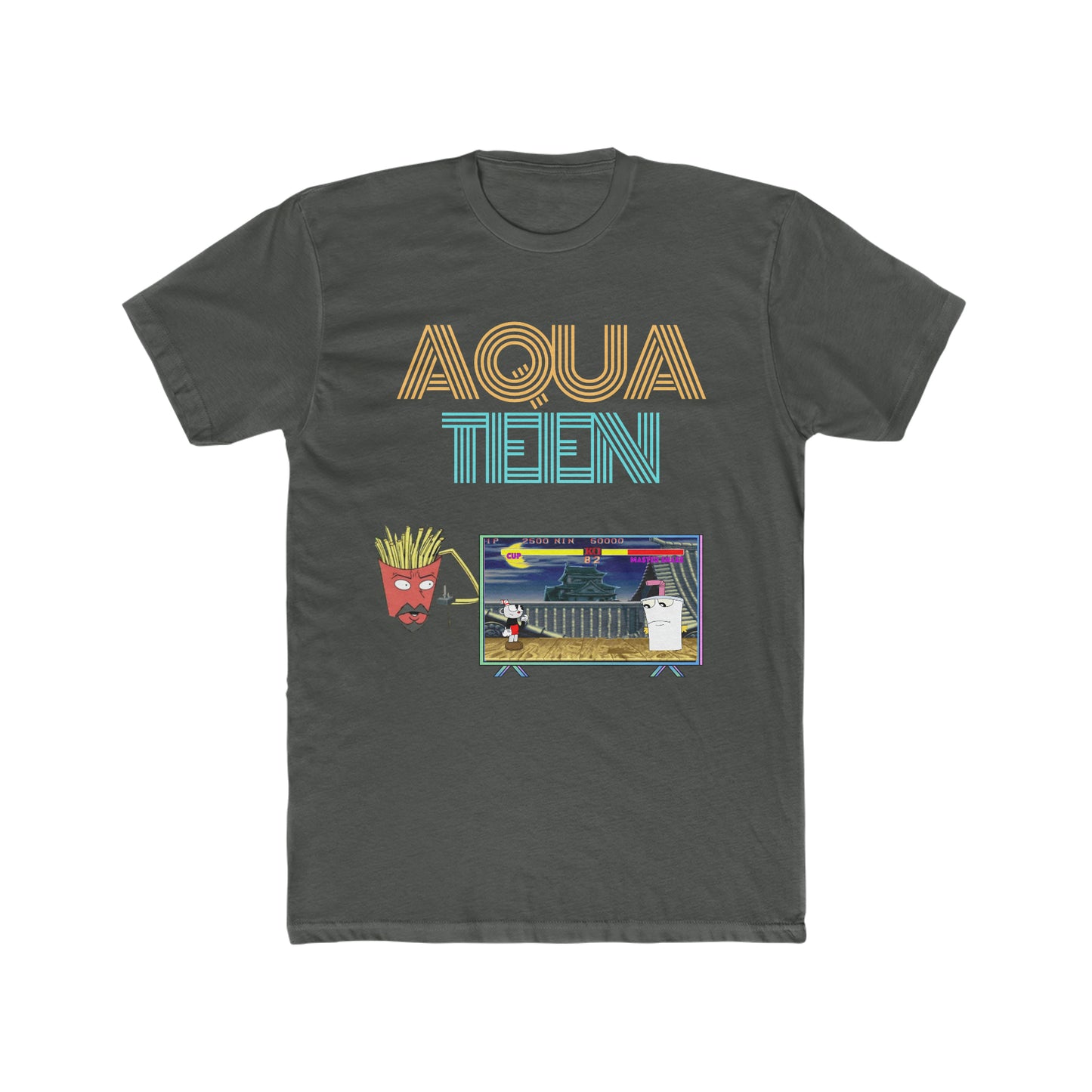 Aqua Tenn Hunger Force, Frylock Playing Street Fighter with Master Shake Versus Cup Unique, Custom Tee